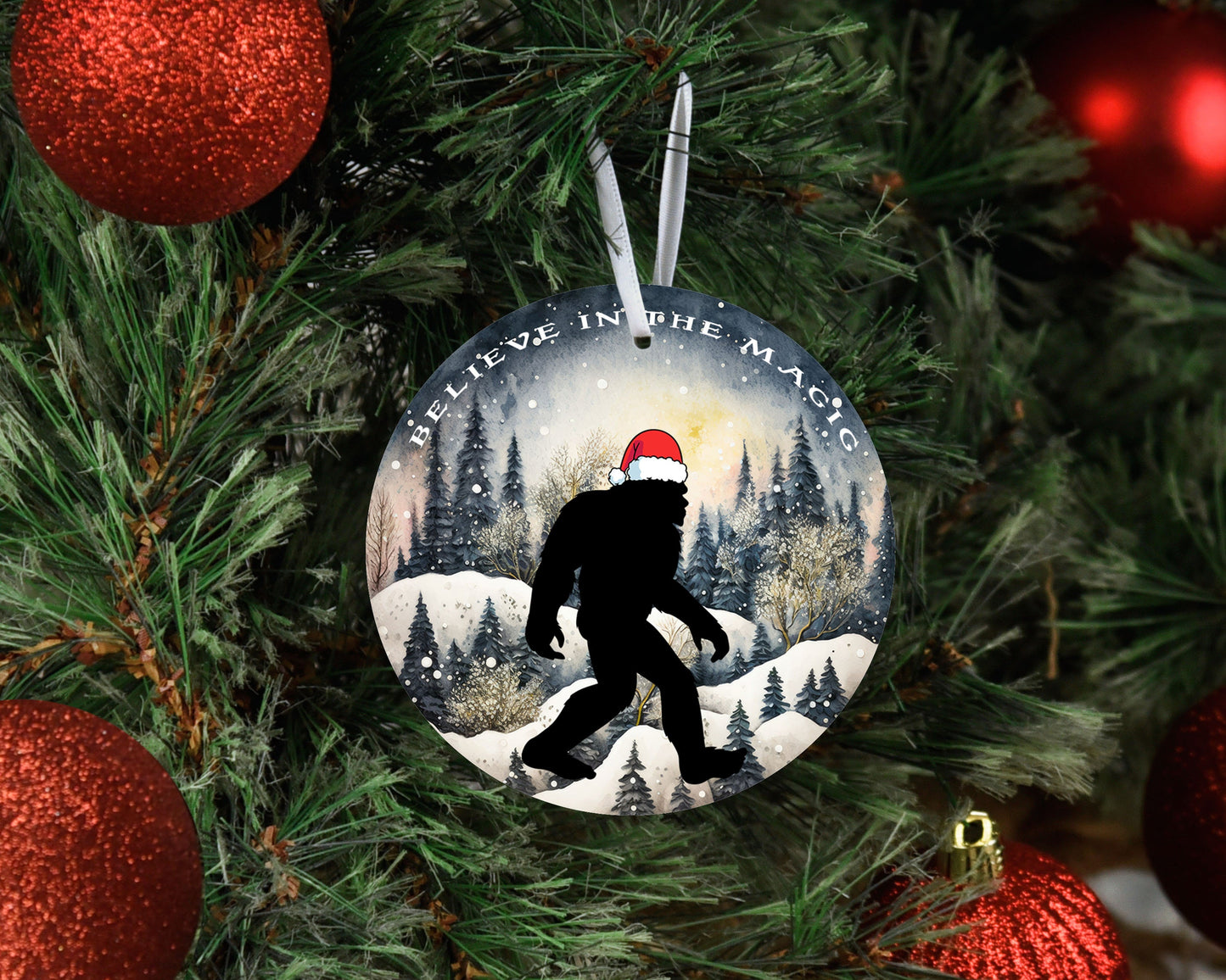 Christmas Ornament, Bigfoot Believe in the Magic Ceramic Christmas Ornament