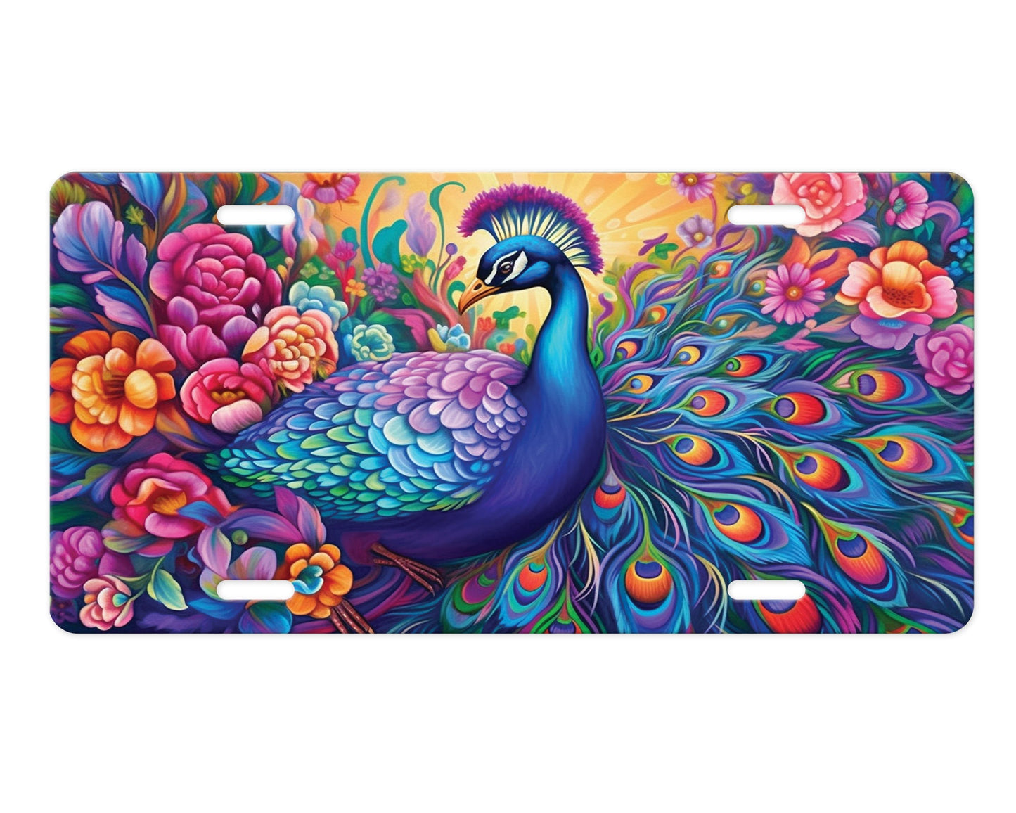 License Plate, Royal Peacock Printed Aluminum Front License Plate, Car Accessory, Vanity Plate, Cute Car Tag