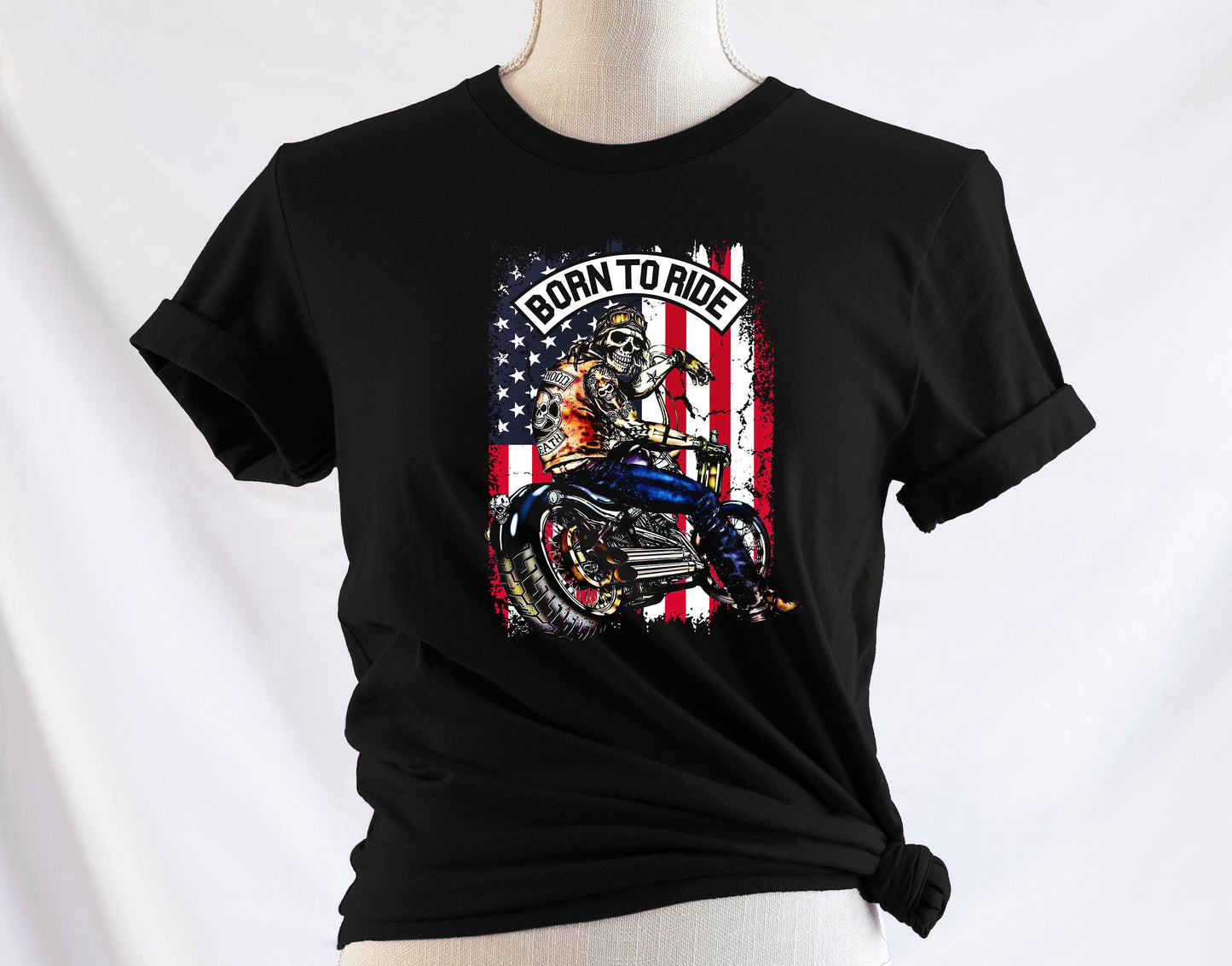 Born to Ride T shirt, Biker Motorcycle Tshirt, Graphic T's 100% Cotton Black, Tee