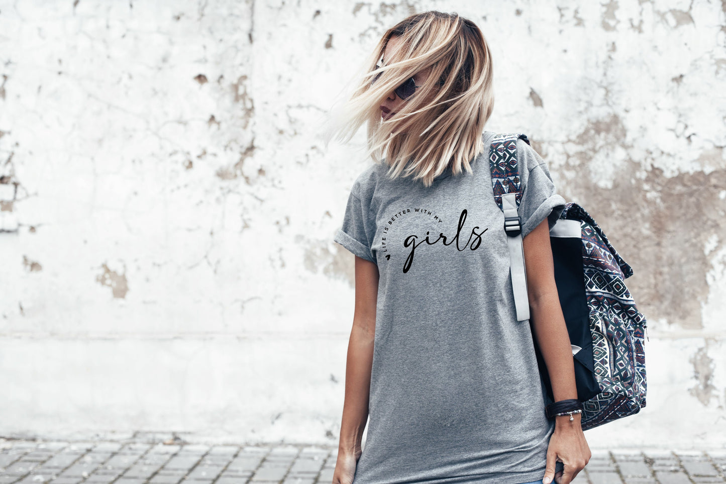 Life is Better with my Girls, T Shirt, Tshirt, Graphic T's 100% Cotton Black White or Gray, Tee