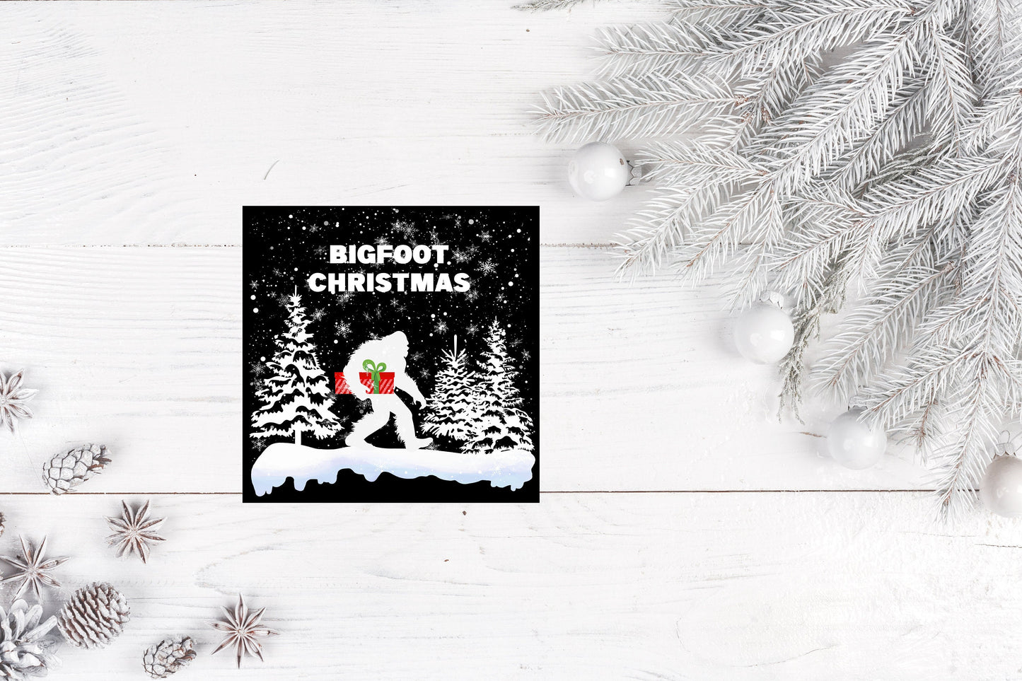 Christmas Ornament, Black and White Bigfoot Christmas, Tier Tray Decor, Wreath Sign, Mini Sign, Door Hanger