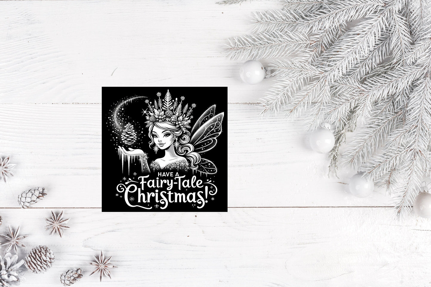 Christmas Ornament, Black and White Have a Fairy-Tale Christmas, Tier Tray Decor, Wreath Sign, Mini Sign, Door Hanger