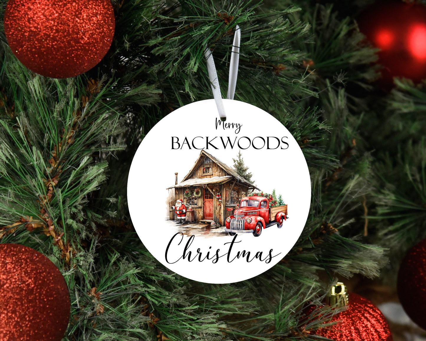 Christmas Ornament, Merry Backwoods Christmas Ceramic Christmas Ornament, Christmas Decorations
