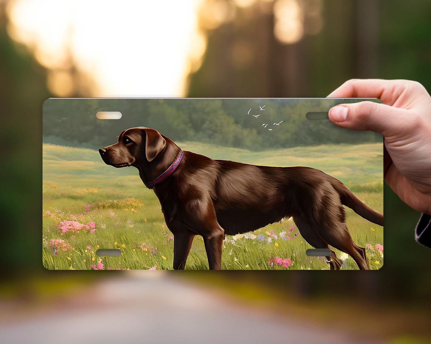 Vanity Front License Plate Chocolate Labrador Aluminum Vanity License Plate Car Accessory Decorative Front Plate