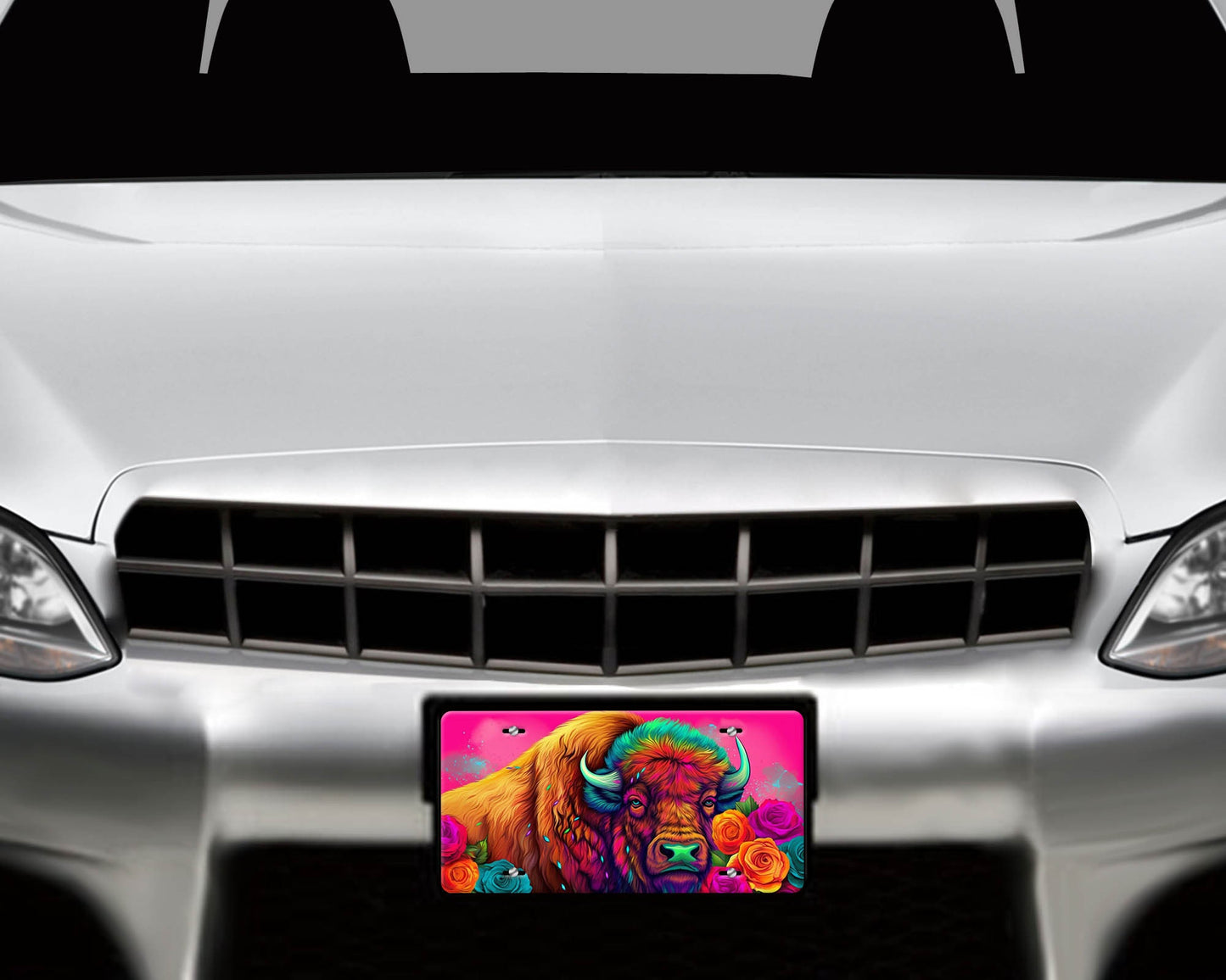 License Plate, Buffalo Pink Roses Printed Aluminum Front License Plate, Car Accessory, Vanity Plate, Cute Car Tag