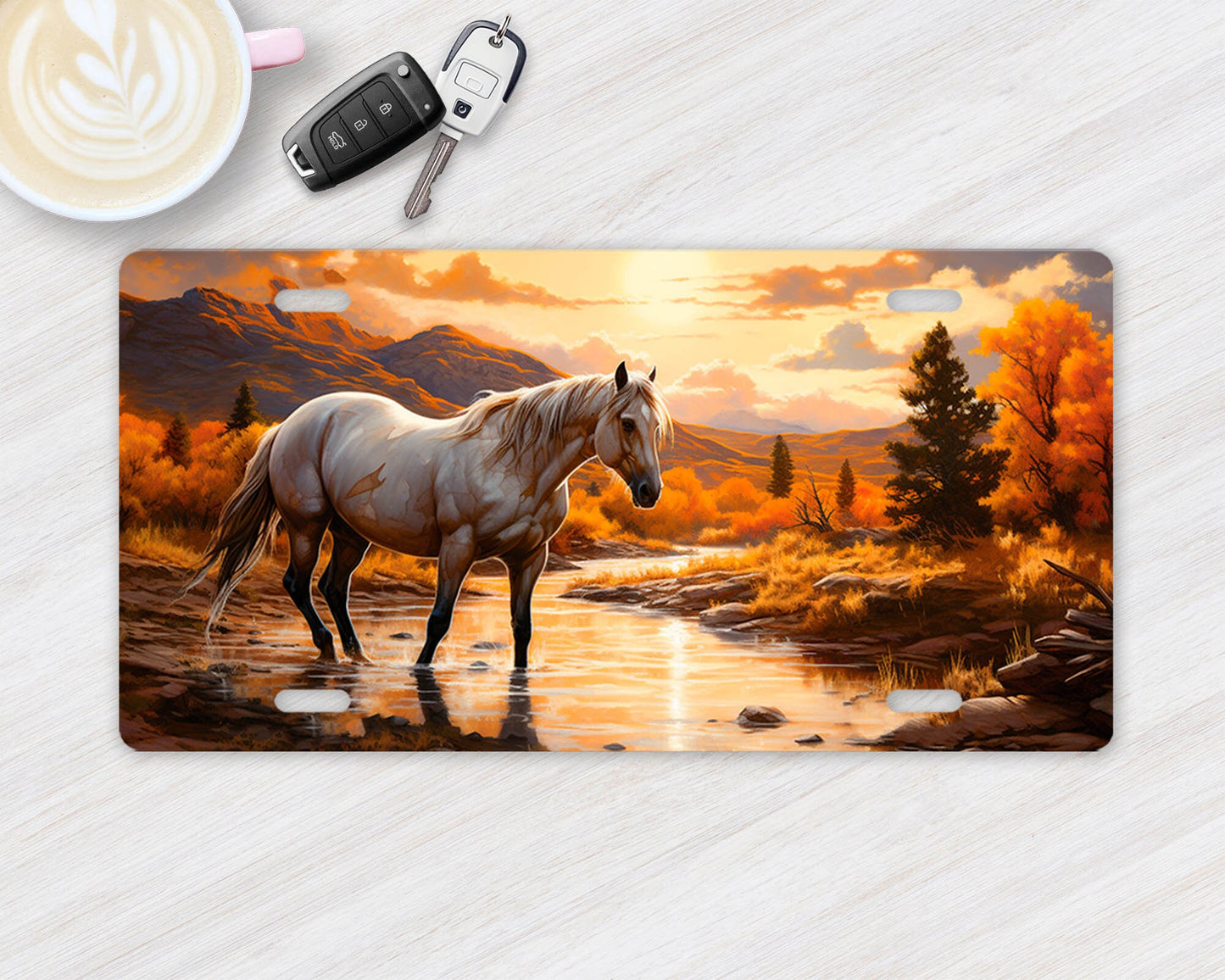 Vanity Front License Plate Horse at Autumn River Aluminum Vanity License Plate Car Accessory Decorative Front Plate