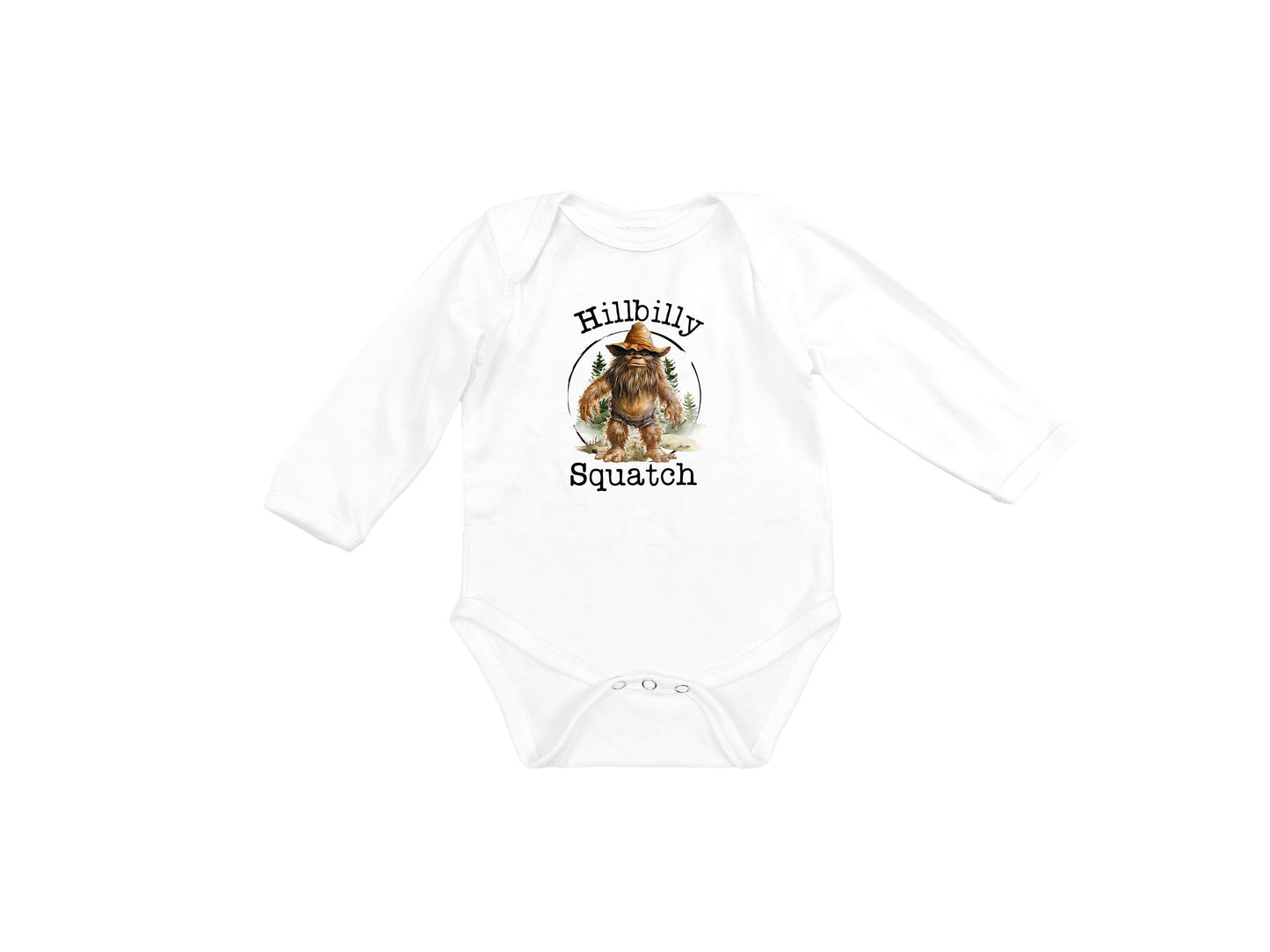 Baby Bodysuit, Hillbilly Squatch One Piece Baby Suit, Baby Gift, Long / Short Sleeve, 0-18 Months size