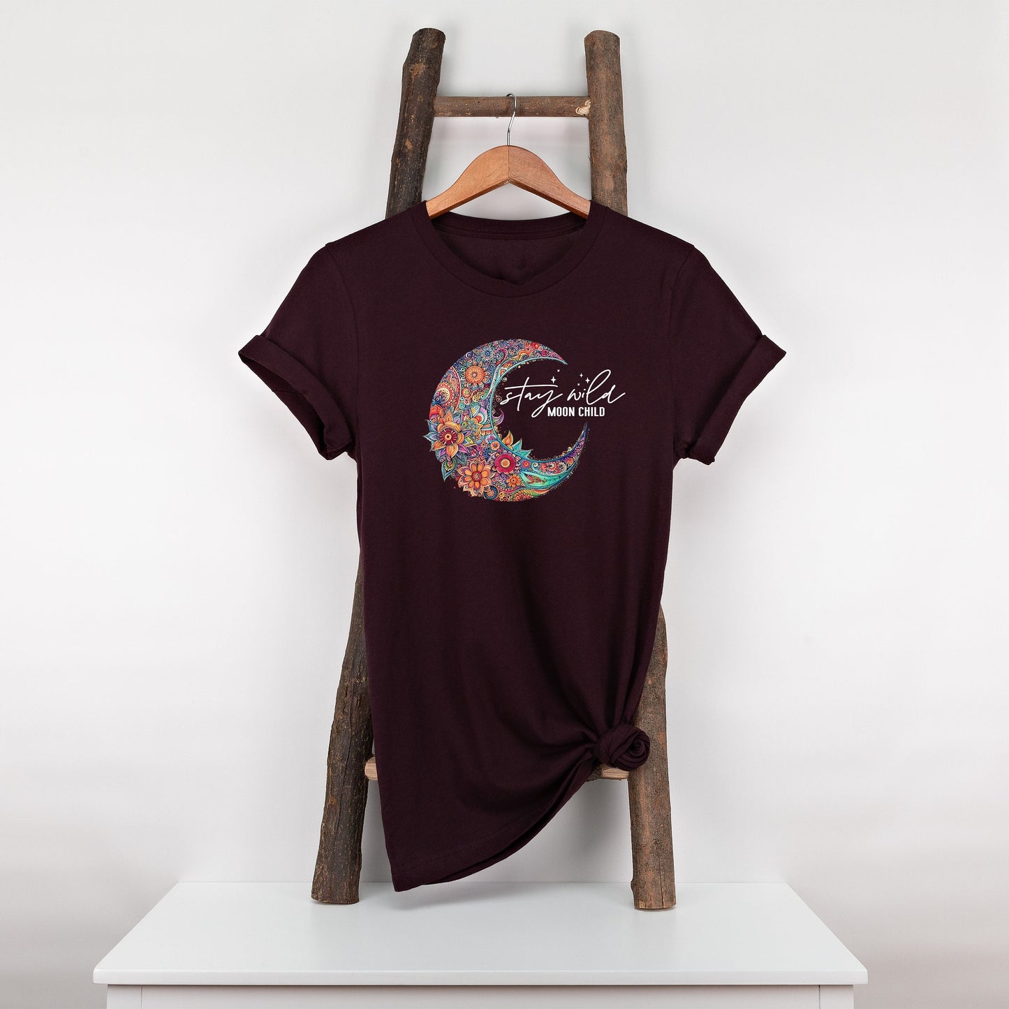 Stay Wild Moon Child T Shirt, Tshirt, Graphic T's 100% Cotton Black White or Gray, Tee,