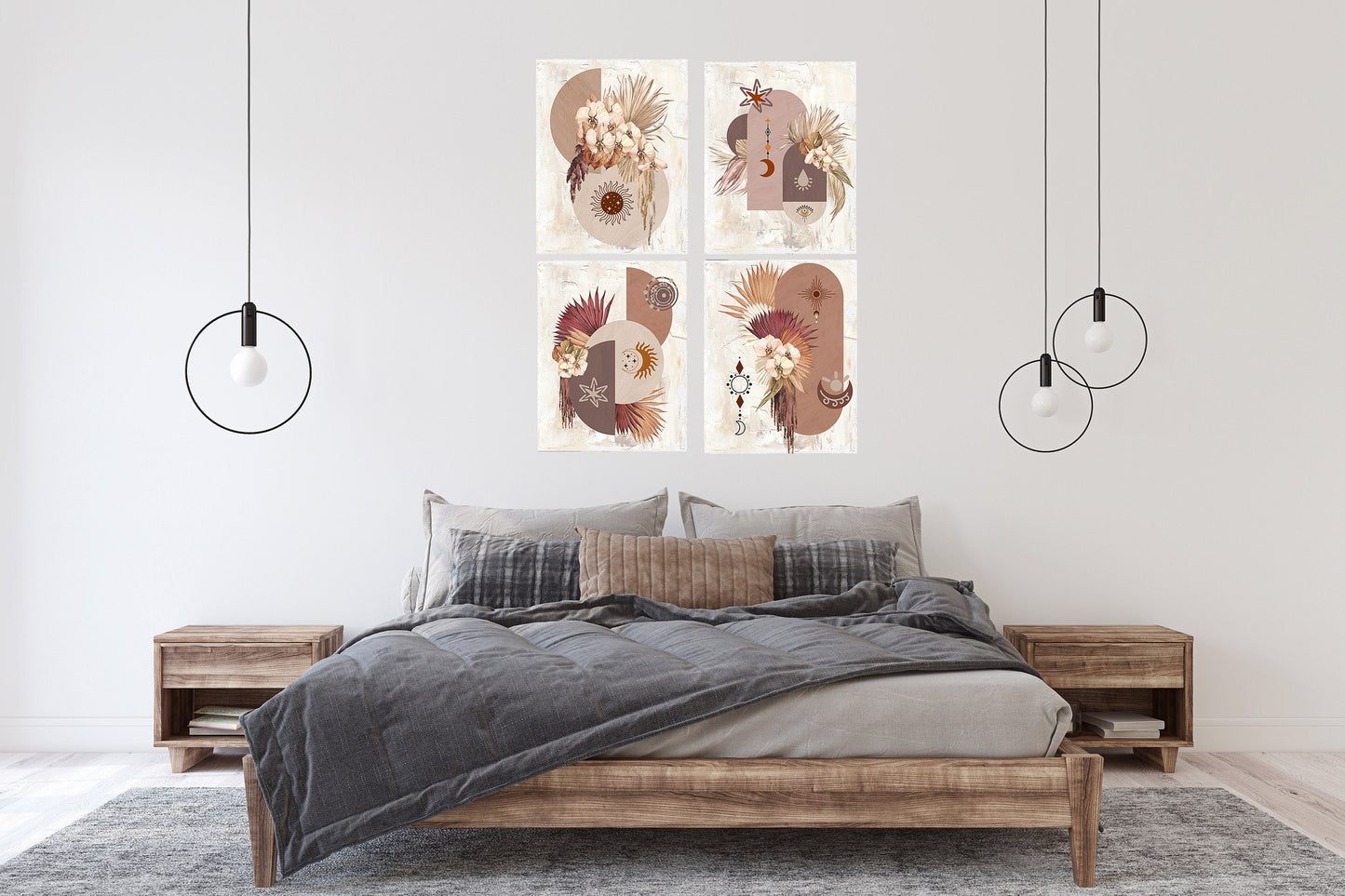 Set of 4 8x10 Abstract Oasis Wall Art Canvas Print, Contemporary Wall Art