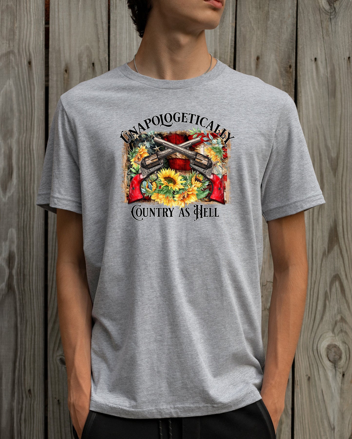 Unapologetically Country as Hell T Shirt, Tshirt, Graphic T's 100% Cotton, White or Gray, Tee