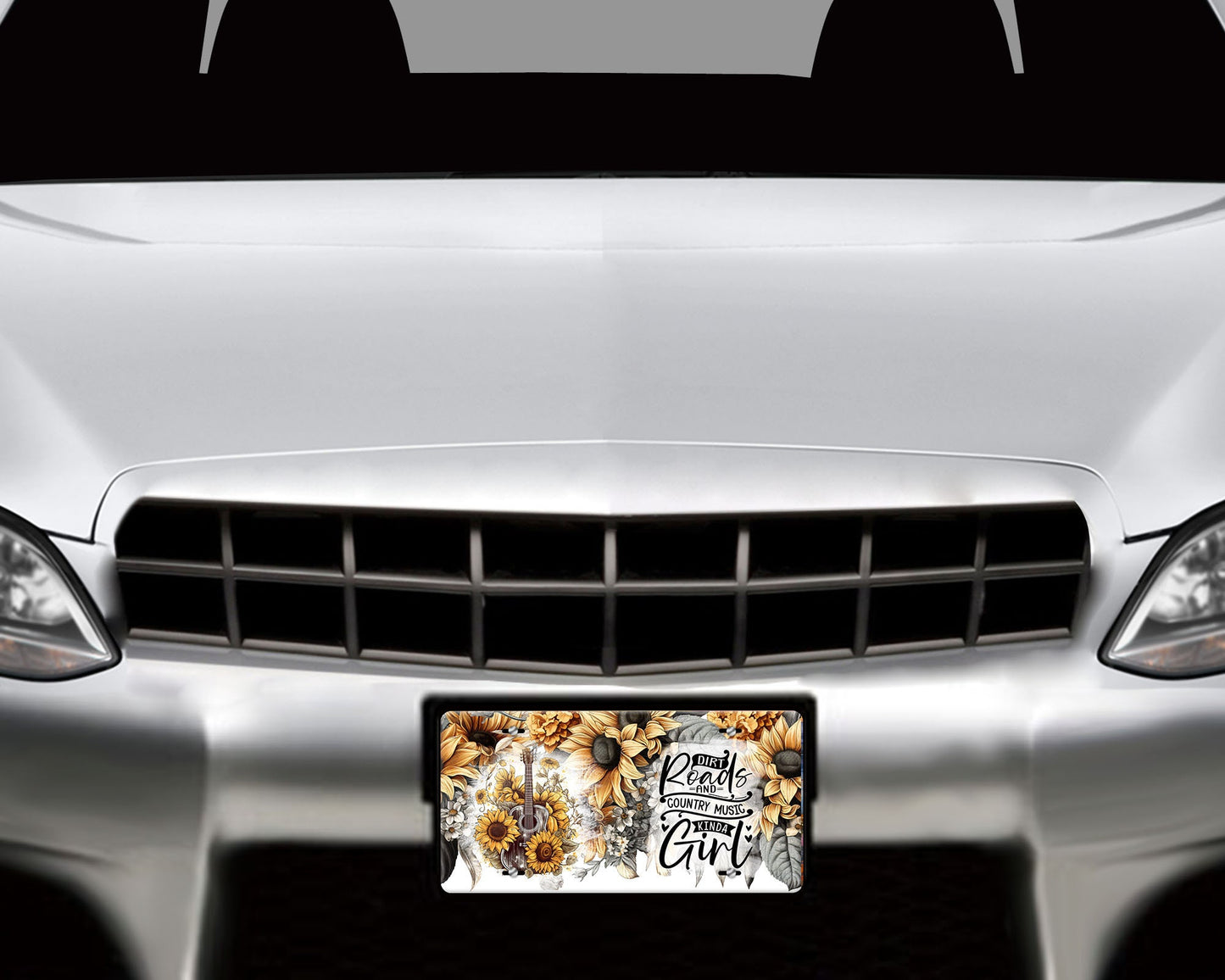 Dirt Roads and Country Music Girl Sunflowers Vanity Decorative Front License Plate Cute Car License Plate Aluminum Metal Plate