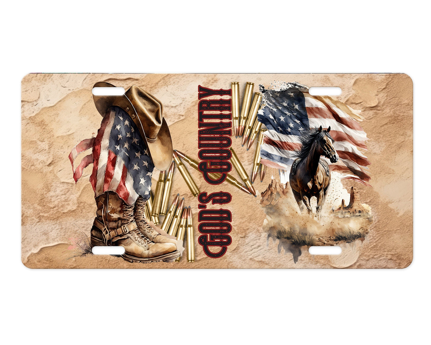 God's Country Vanity Decorative Front License Plate Cute Car License Plate Aluminum Metal Plate