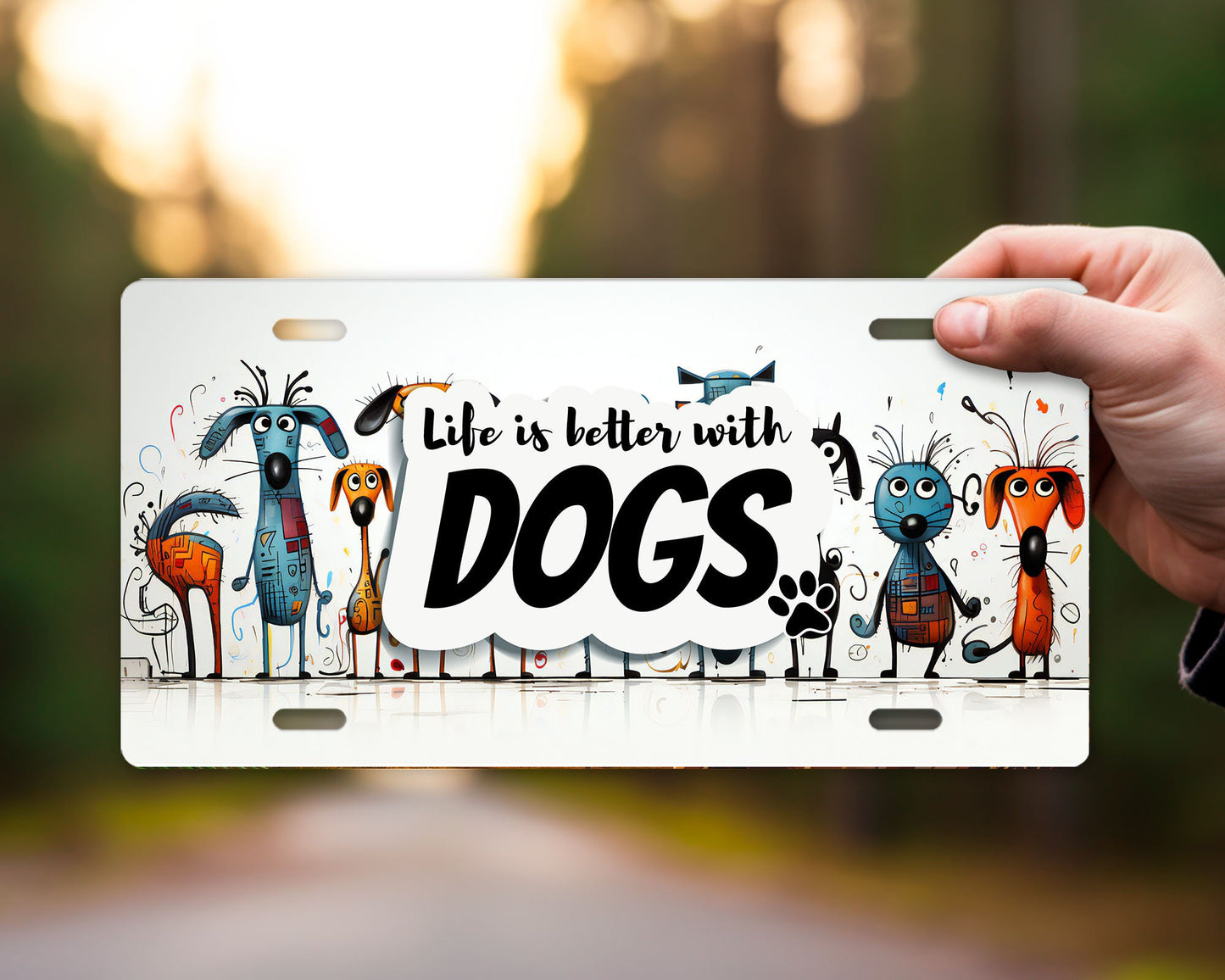 New Release Vanity Front License Plate, Life if Better with Dogs Aluminum License Plate Car Accessory Decorative Front Plate