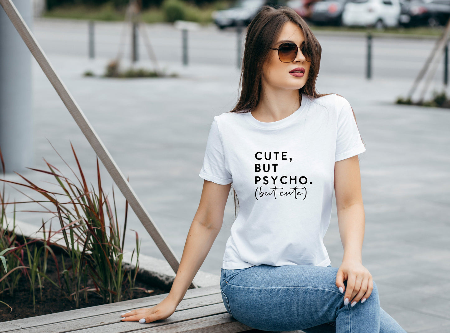 New Release, Cute but Psycho, but Cute T Shirt, Tshirt, Graphic T's 100% Cotton Black White or Gray, Tee,