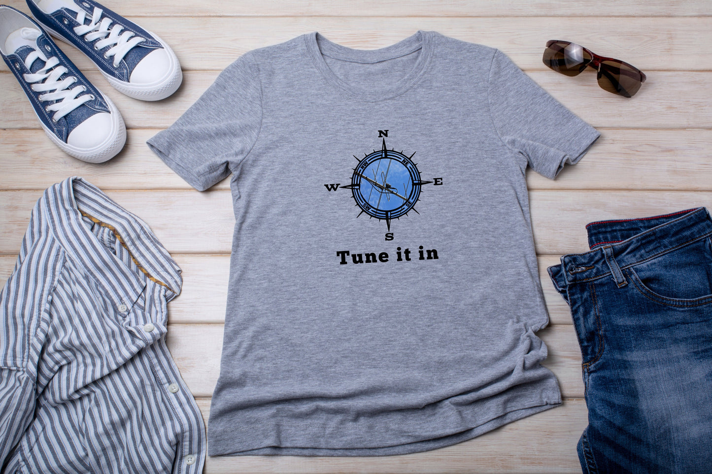 Tune It In, CB Radio T Shirt, Tshirt, Graphic T's 100% Cotton, White or Gray, Tee