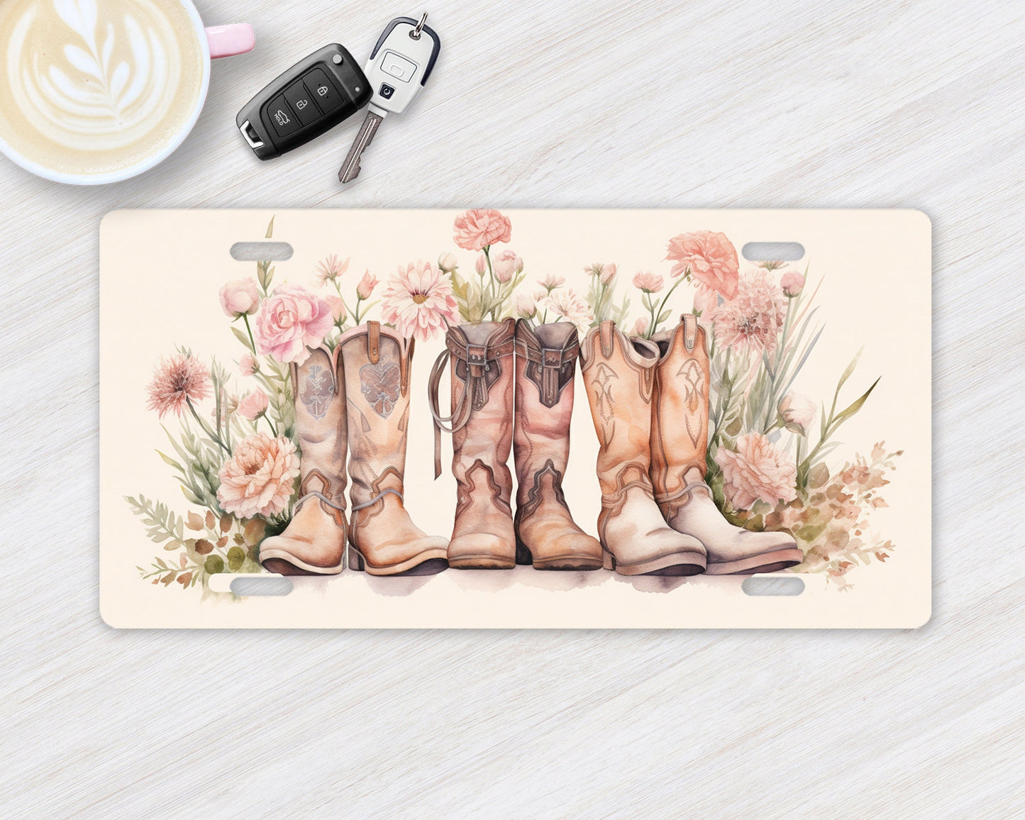 Pastel Boots Vanity Decorative Front License Plate Cute Car License Plate Aluminum Metal Plate