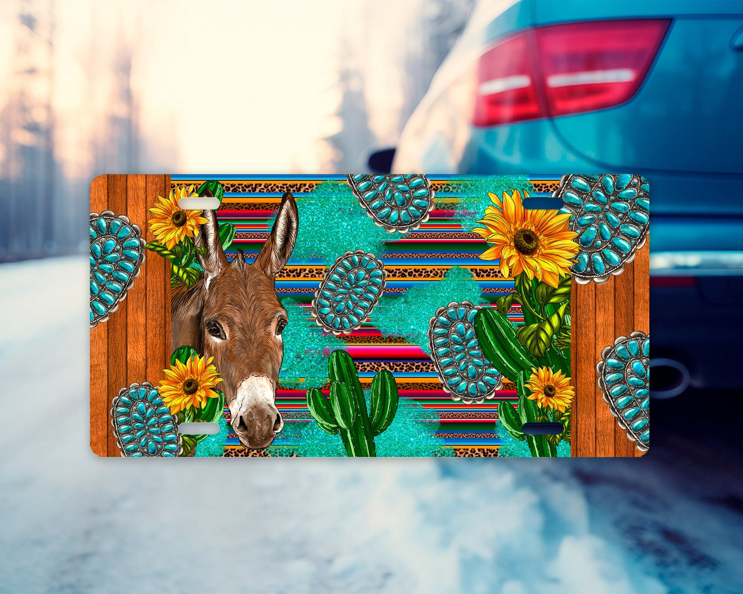 Vanity Front License Plate, Western Donkey Aluminum Vanity License Plate Car Accessory Decorative Front Plate