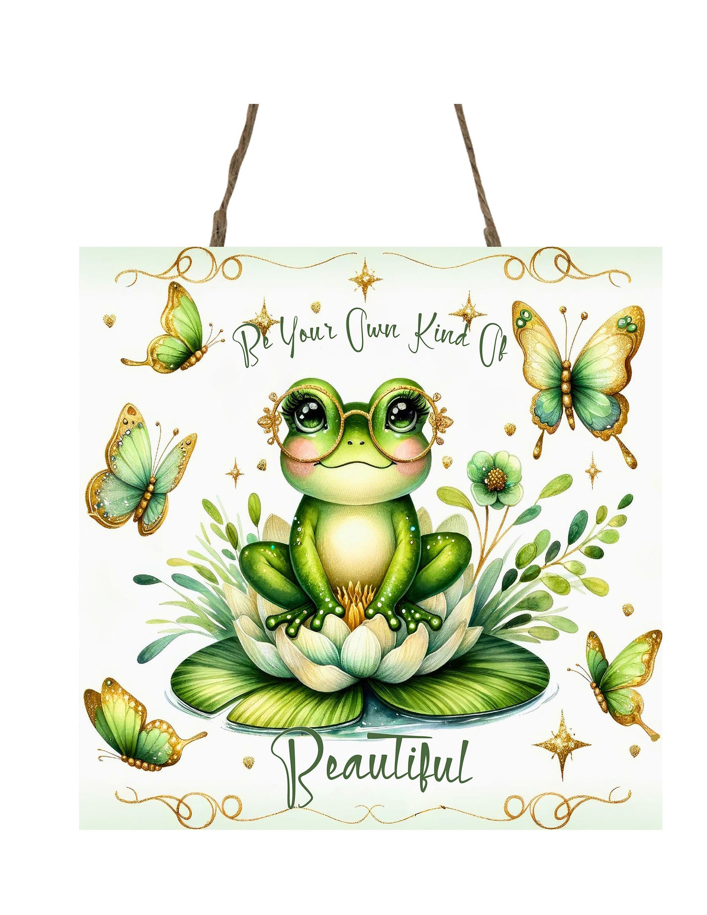Frog Be Your Own Kind of Beautiful Printed Handmade Wood Mini Sign