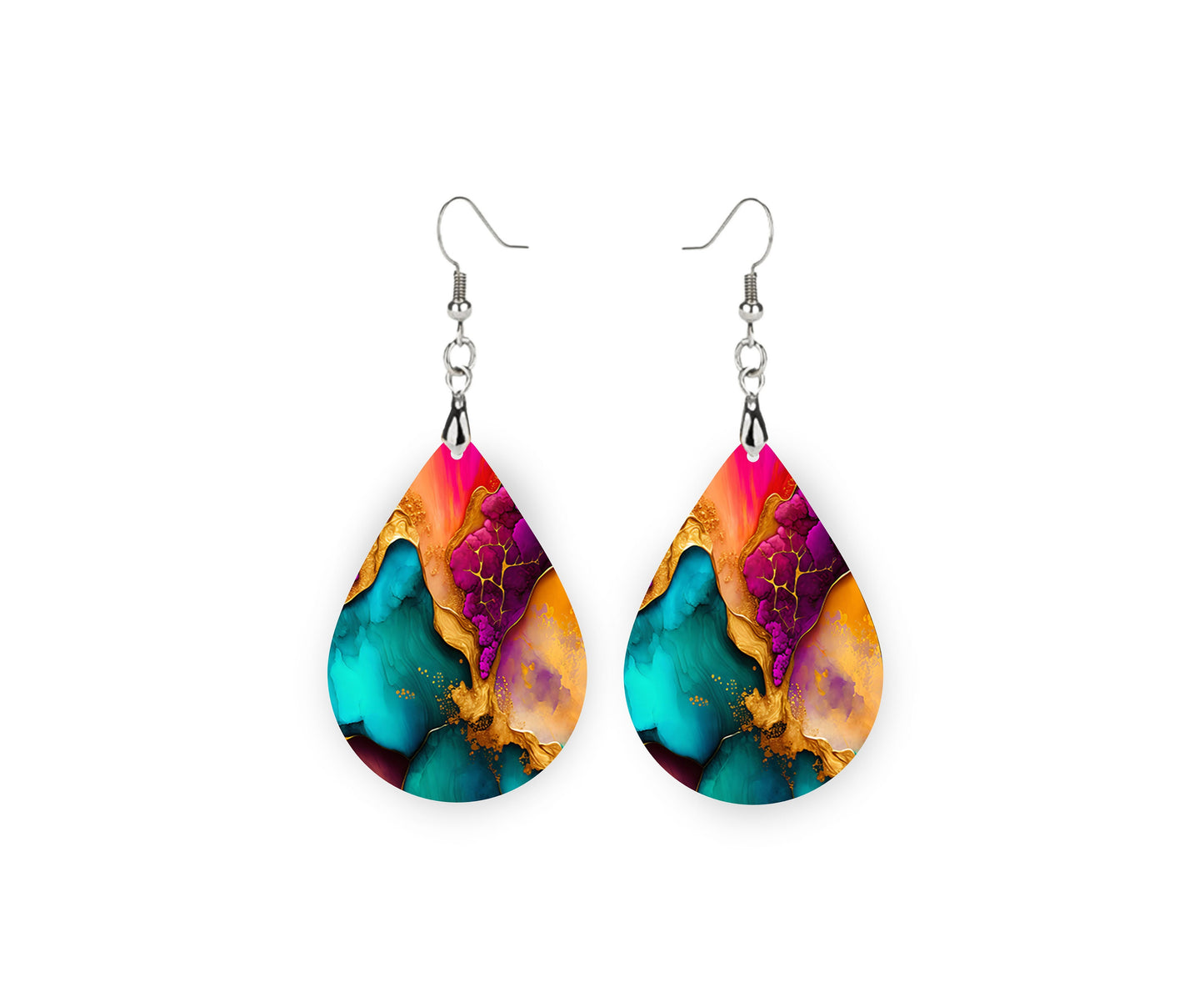 New Release Jeweled Agate Tear Drop Wood Dangle Earrings Hypoallergenic Jewelry