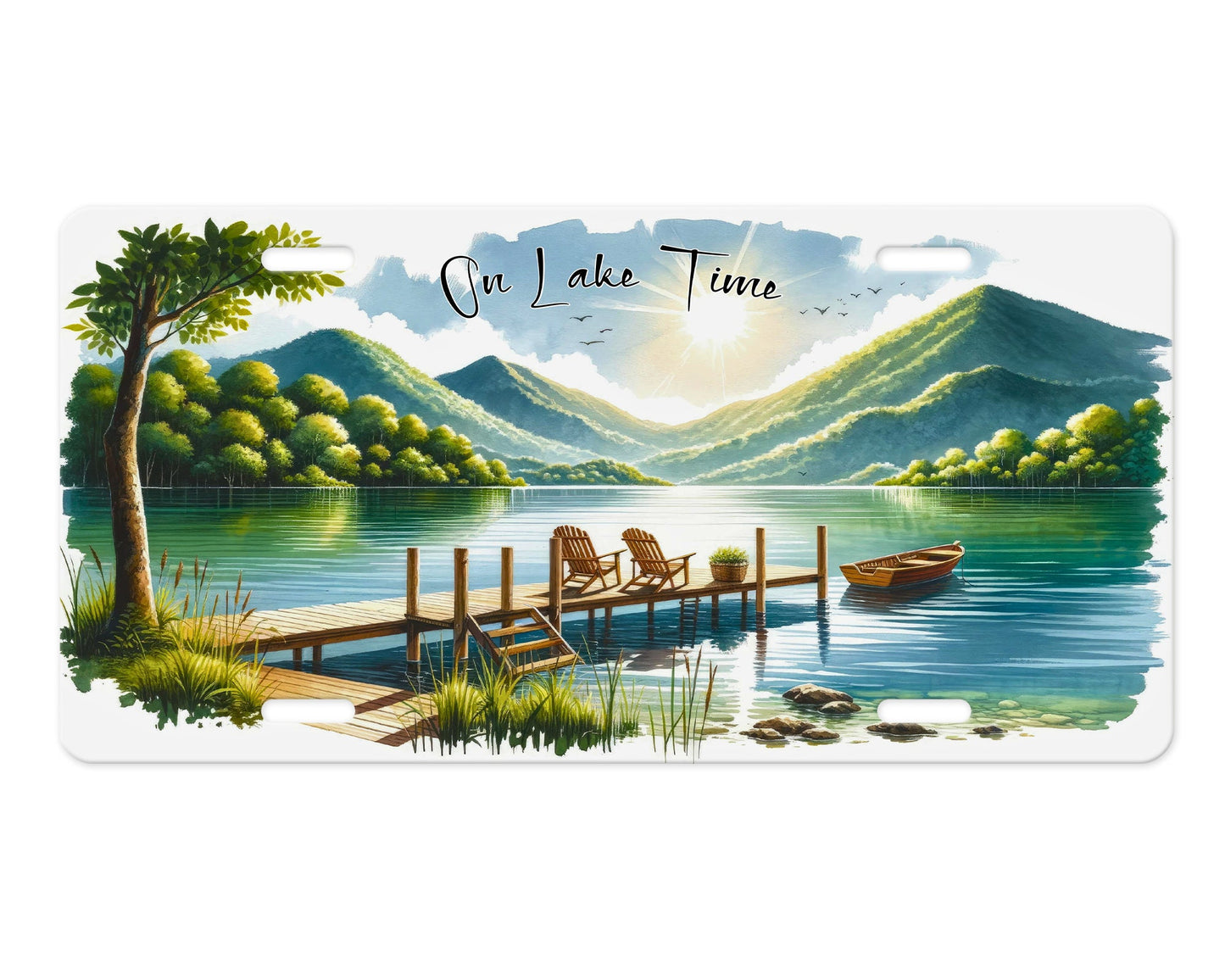 On Lake Time Vanity Front License Plate, Aluminum License Plate Car Accessory Decorative Front Plate