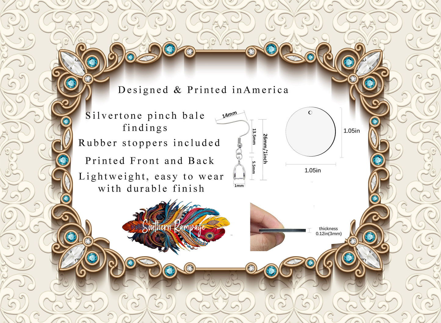 Bigfoot Forest Round Wood Dangle Earrings Hypoallergenic Jewelry