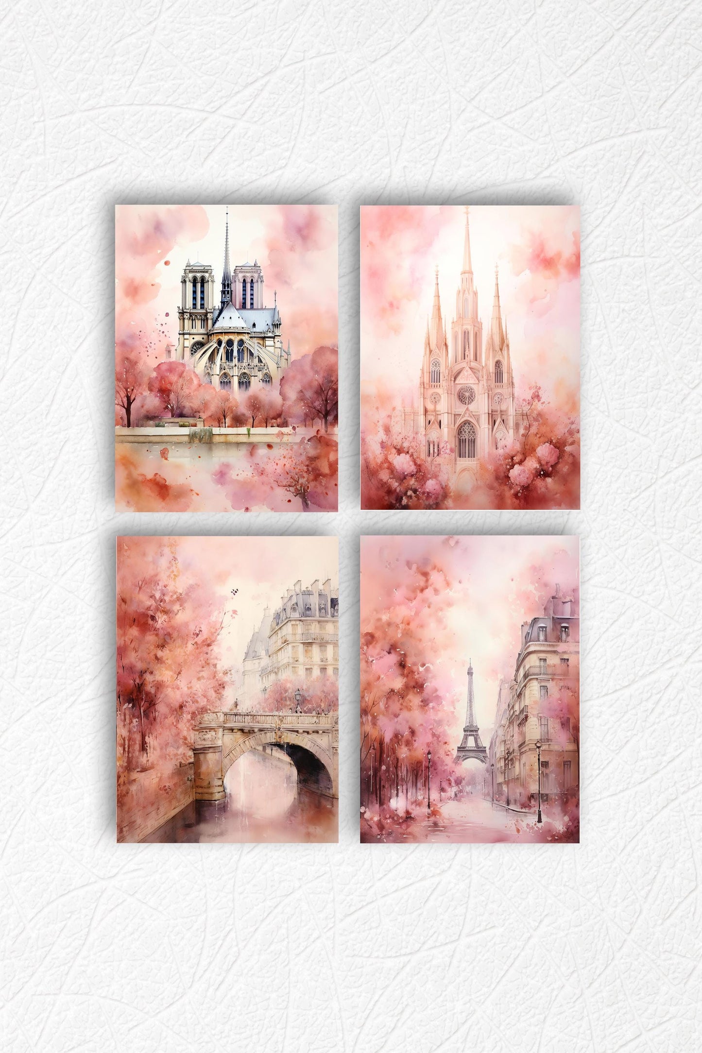 Set of 4 8x10 Classic Paris Wall Art Canvas Print, Contemporary Wall Art
