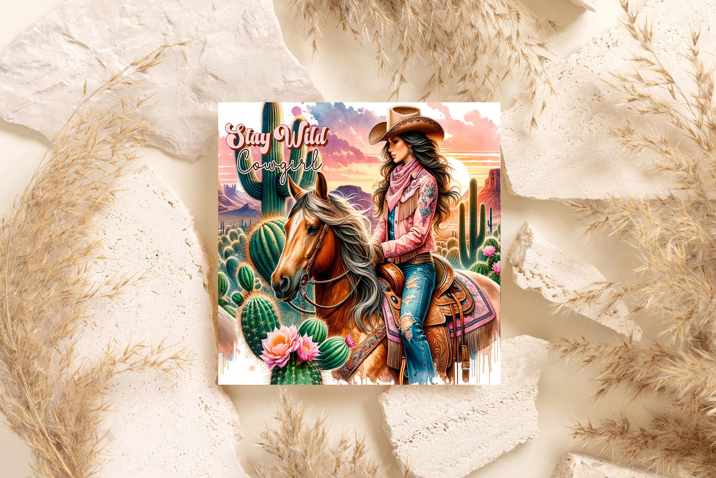 Stay Wild Cowgirl Printed Handmade Wood Mini Sign