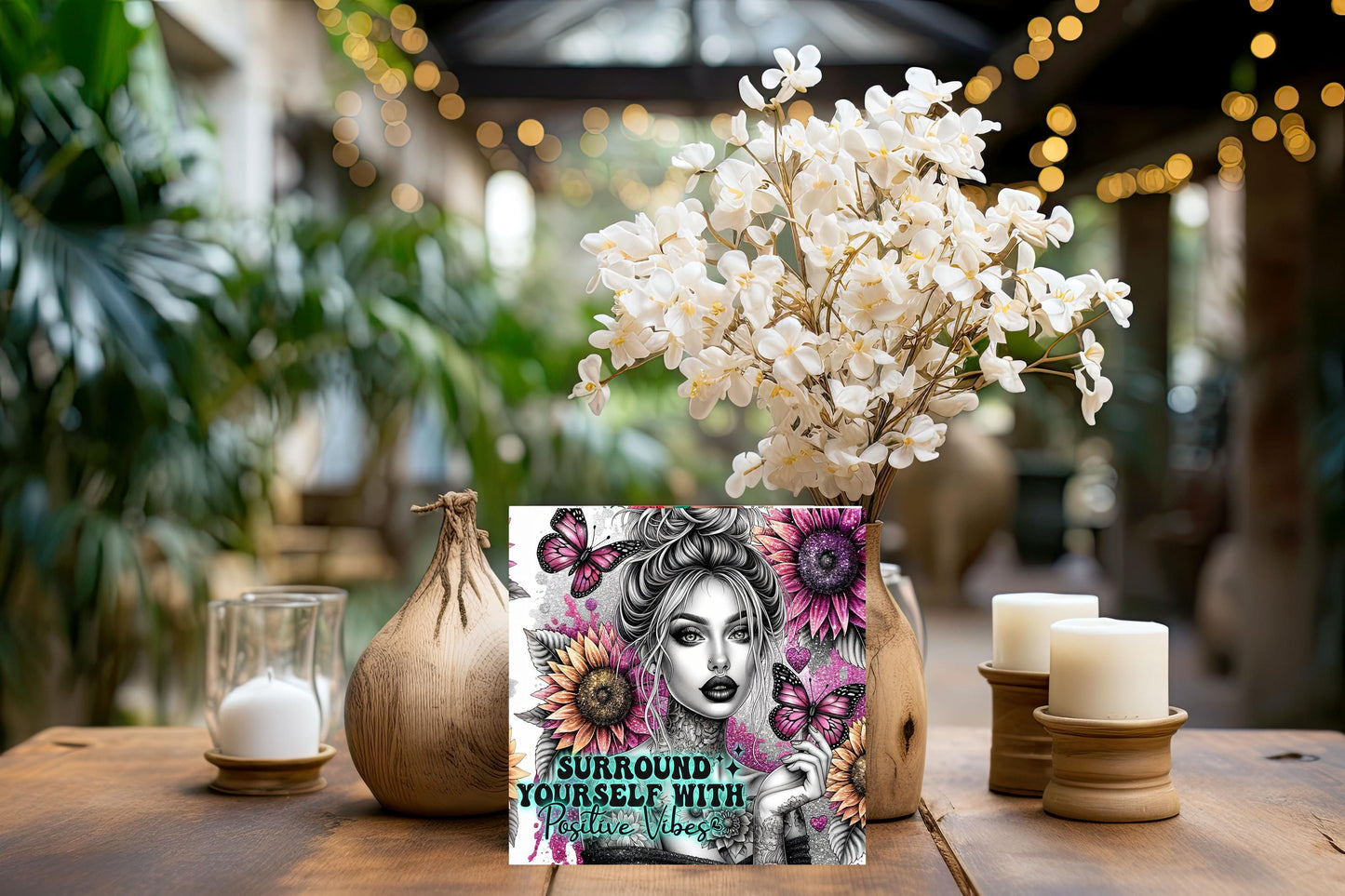 Surround Yourself with Positive Vibes Printed Handmade Wood Mini Sign