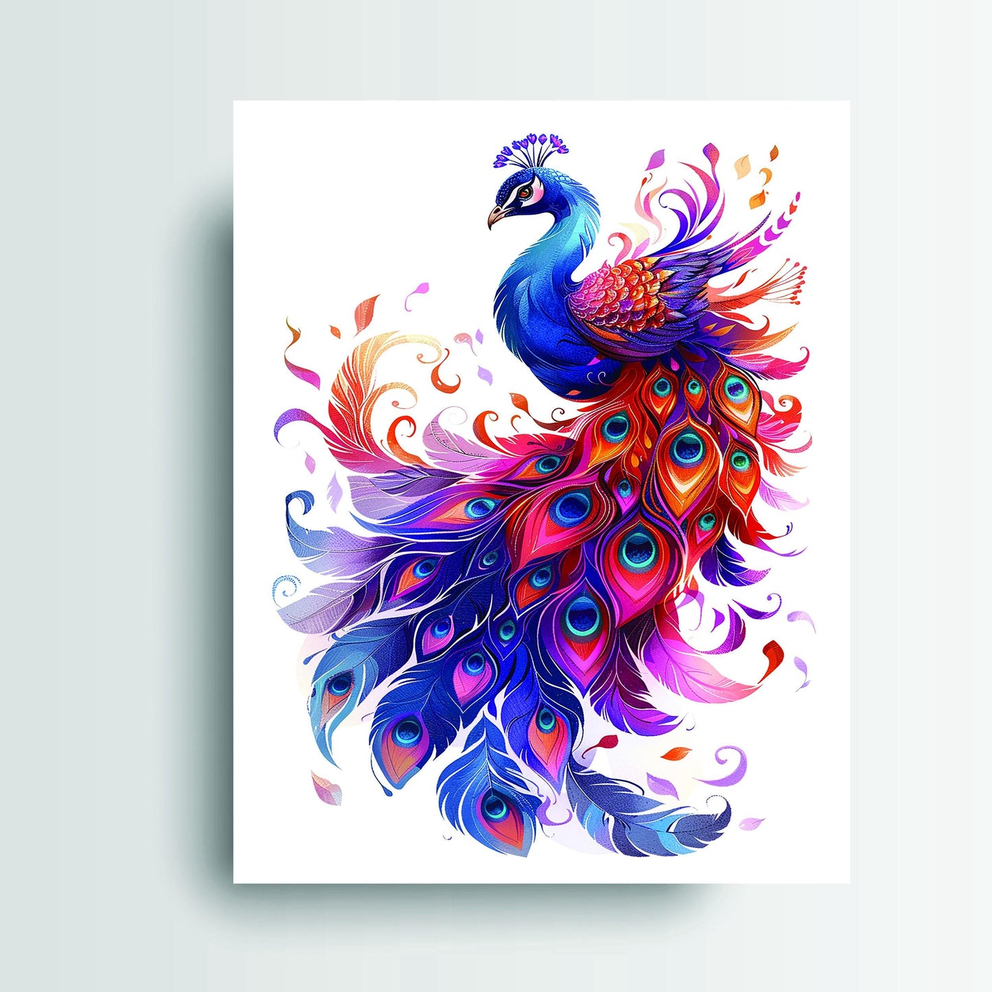 11x14 Stylized Peacock Wall Art Canvas Print