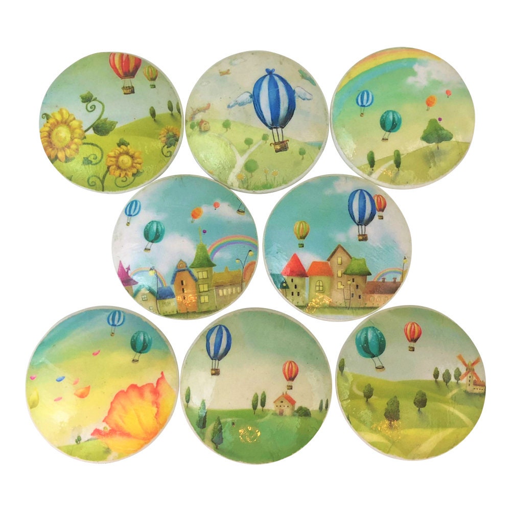 Set of 8 Whimsical Hot Air Balloon Cabinet Knobs