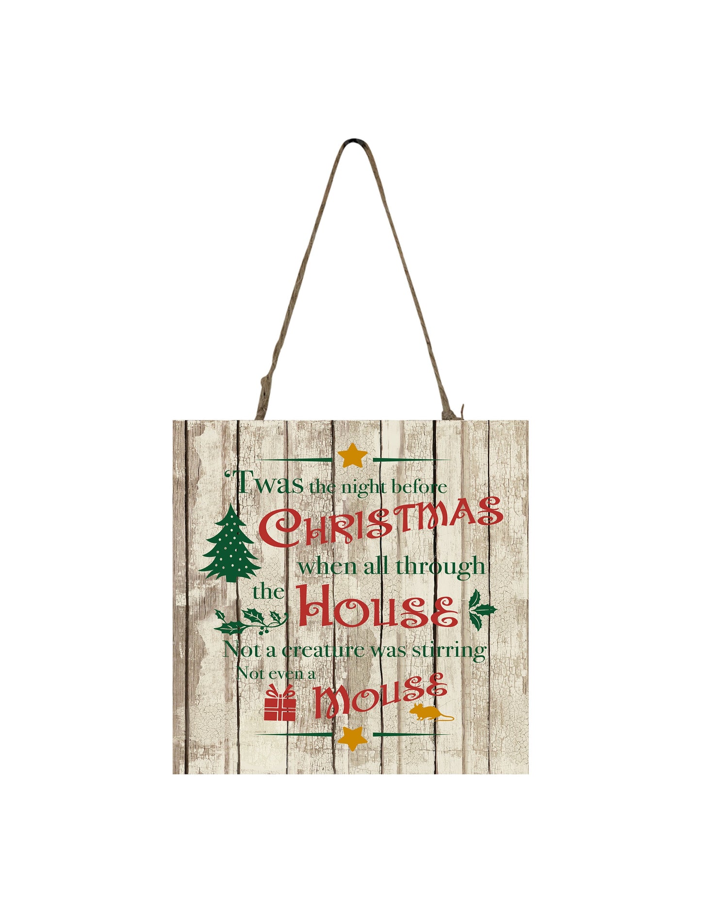 Twas the Night Before Christmas Printed Handmade Wood Christmas Ornament Small Sign