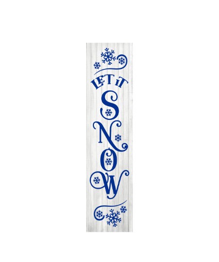 Blue Let It Snow Vertical Wood Print Sign