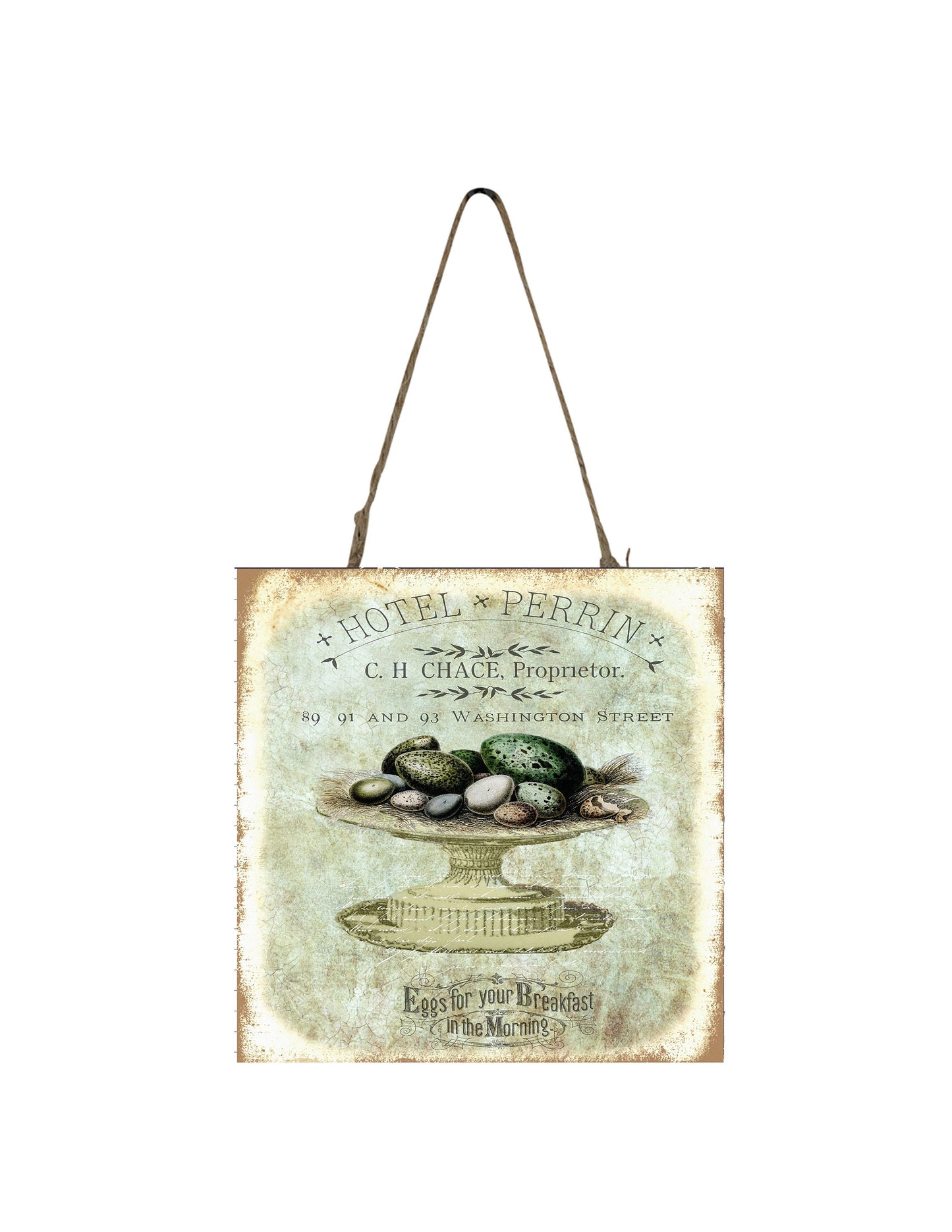 French Eggs for your Breakfast Printed Handmade Wood Ornament Small Sign