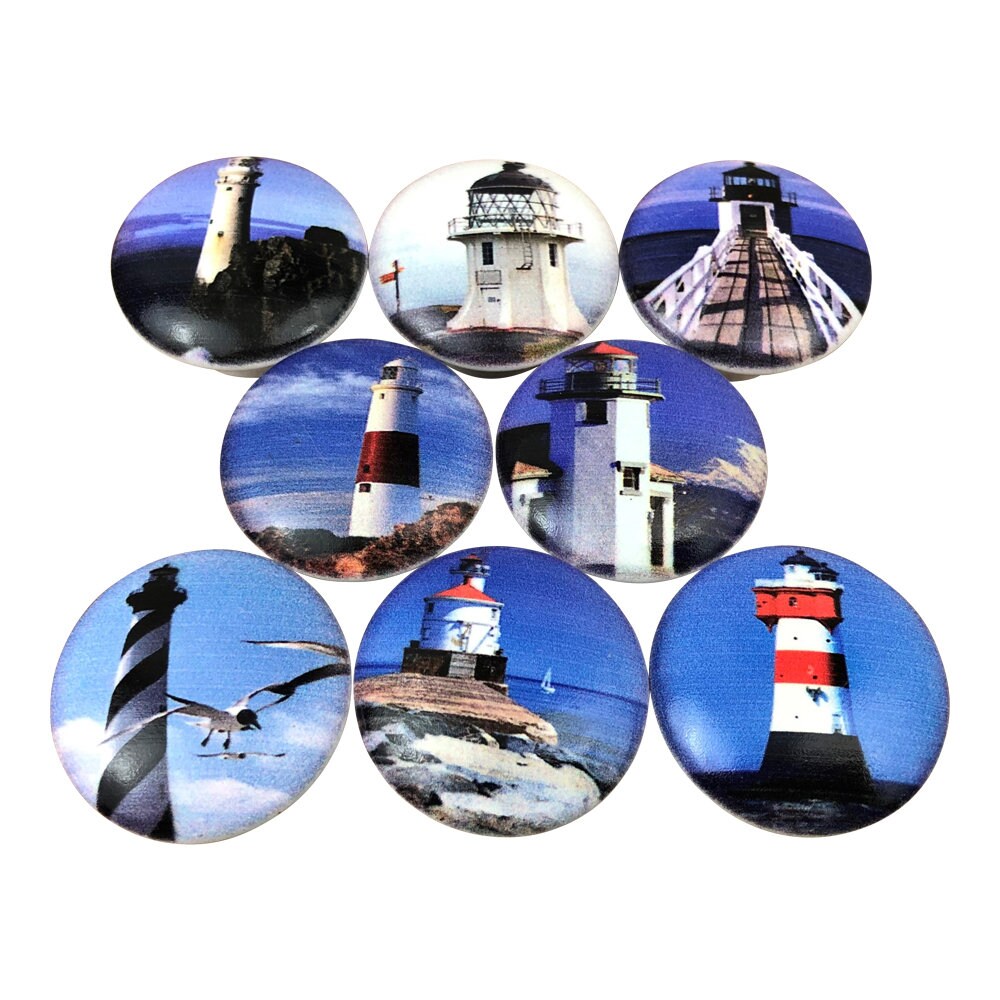 Set of 8 Lighthouse Wood Cabinet Knobs