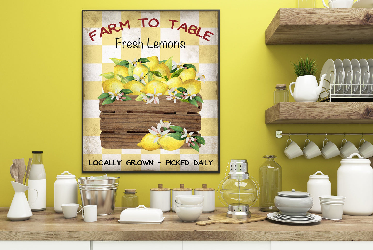 Impresión en lienzo para pared de cocina con caja de limón de 11 x 14