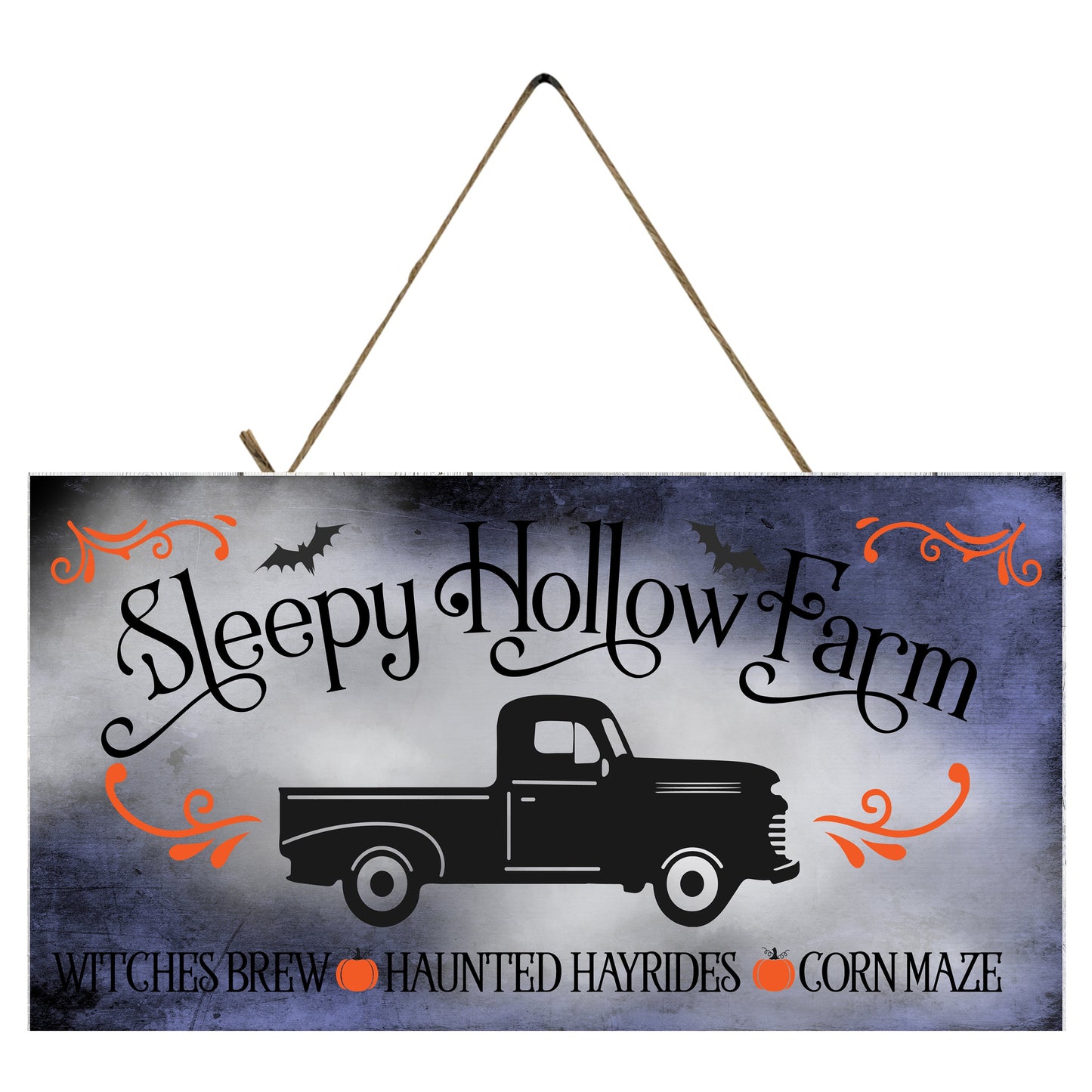 Letrero de madera hecho a mano con estampado de Halloween de Sleepy Hollow Farm (10" x 5")