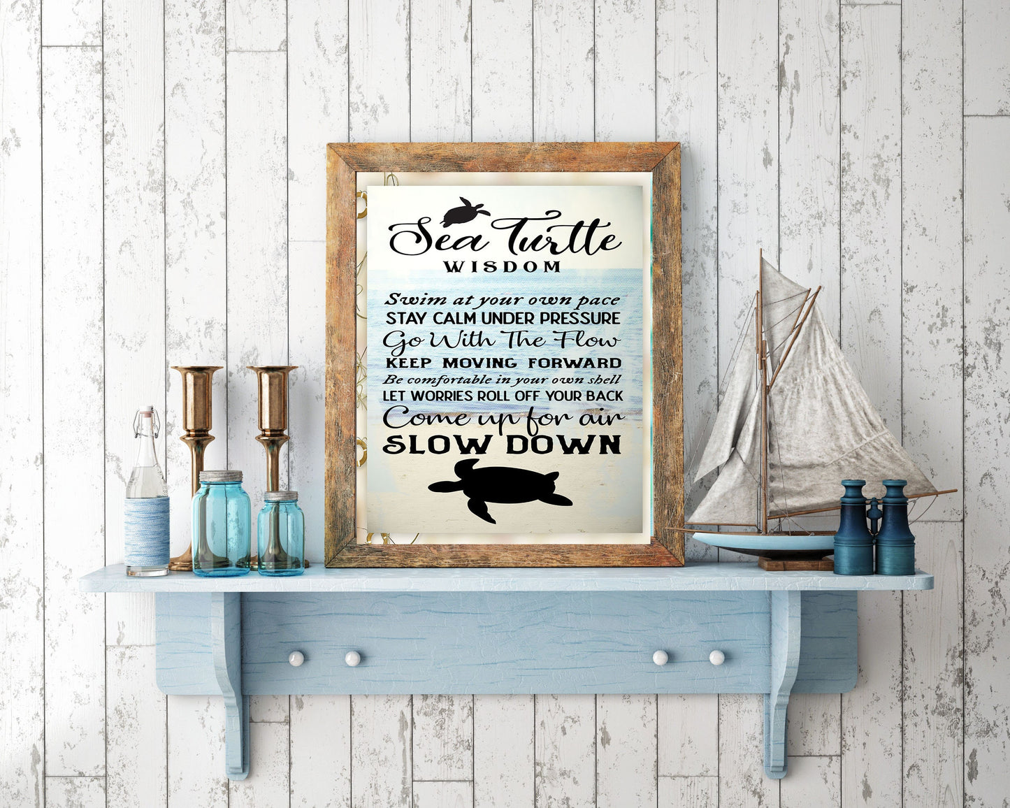 Impresión de lienzo de sabiduría de tortugas marinas 11x14