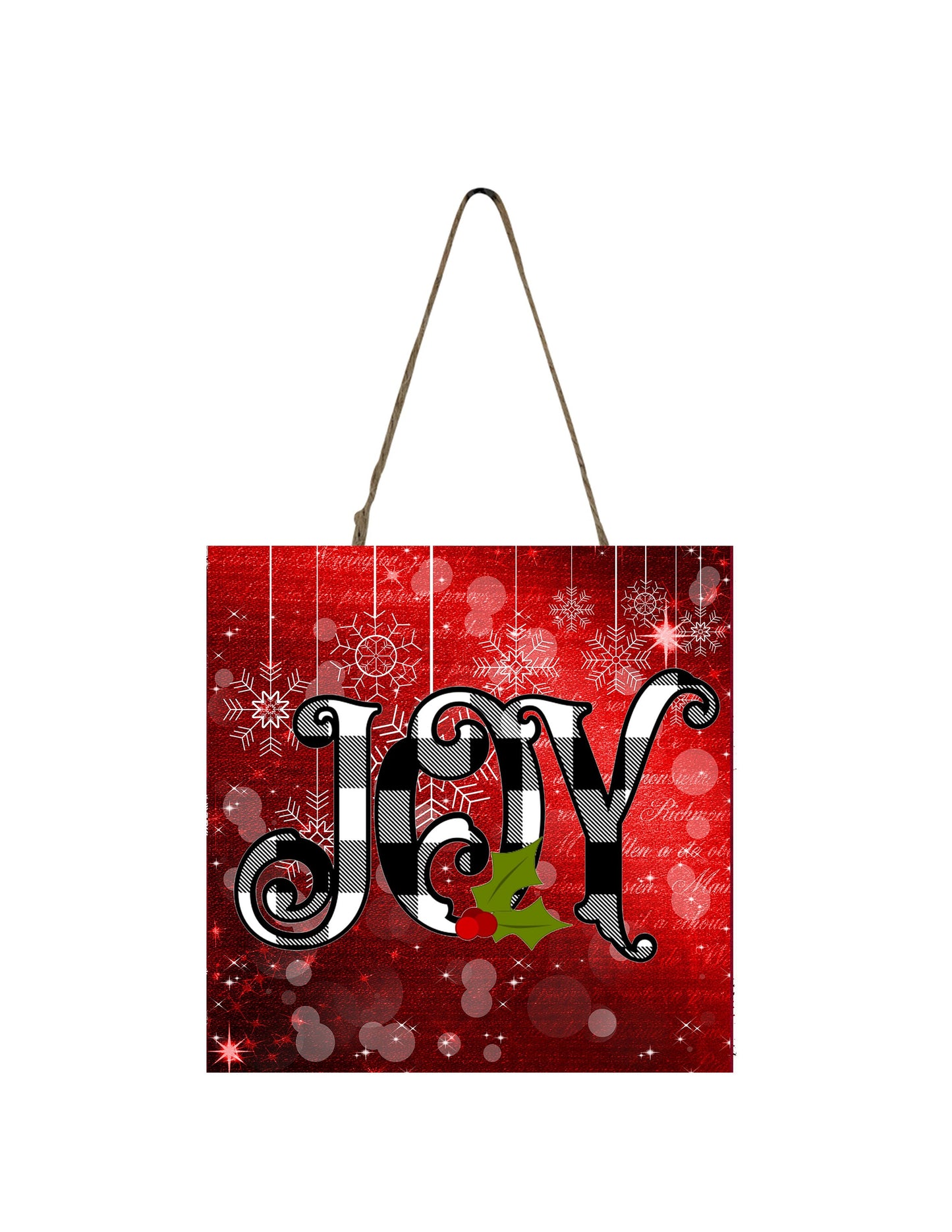 Black Buffalo Check Joy Printed Handmade Wood Christmas Ornament Small Sign
