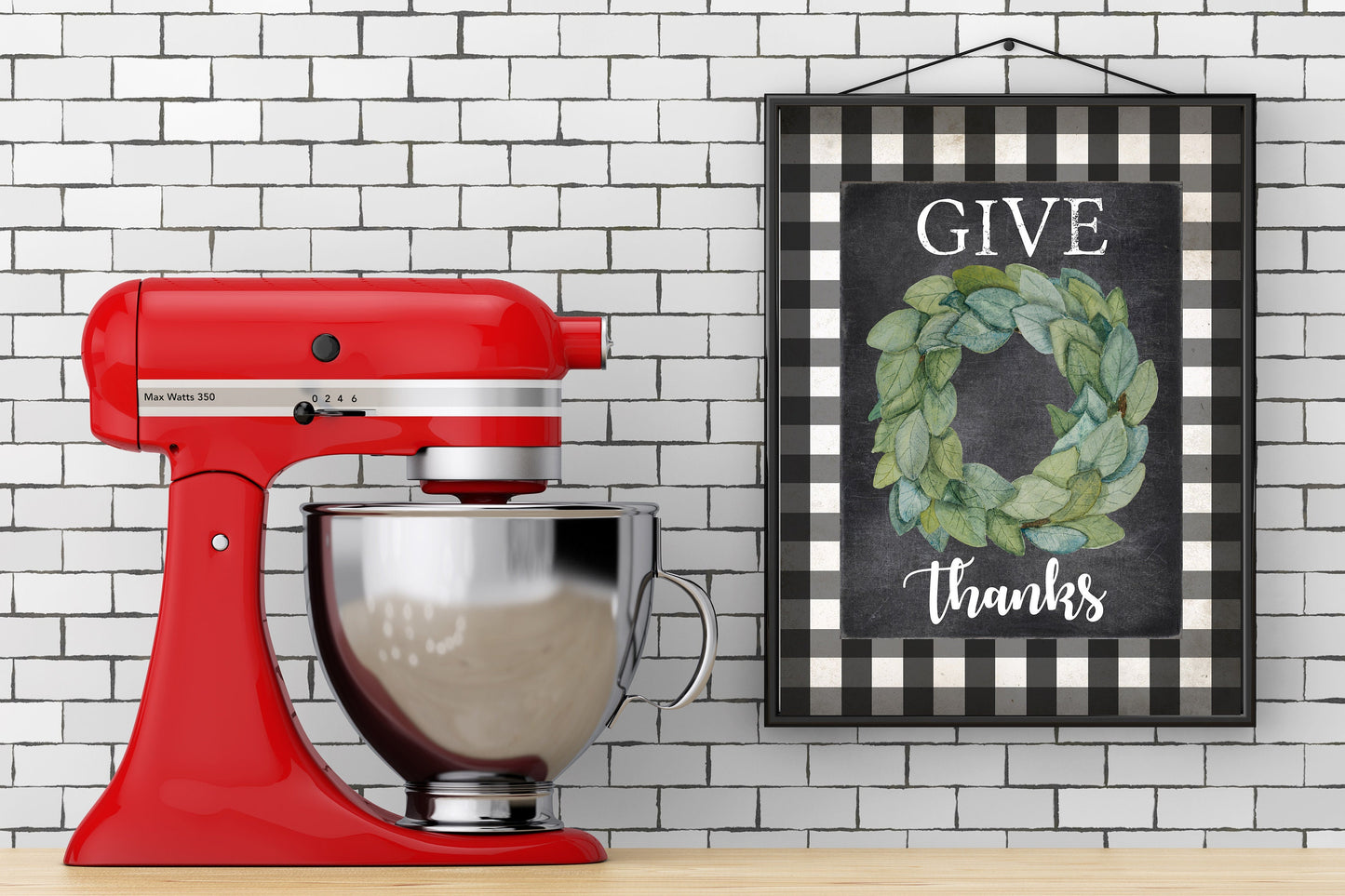 11x14 Black Buffalo Check Give Thanks Canvas Print