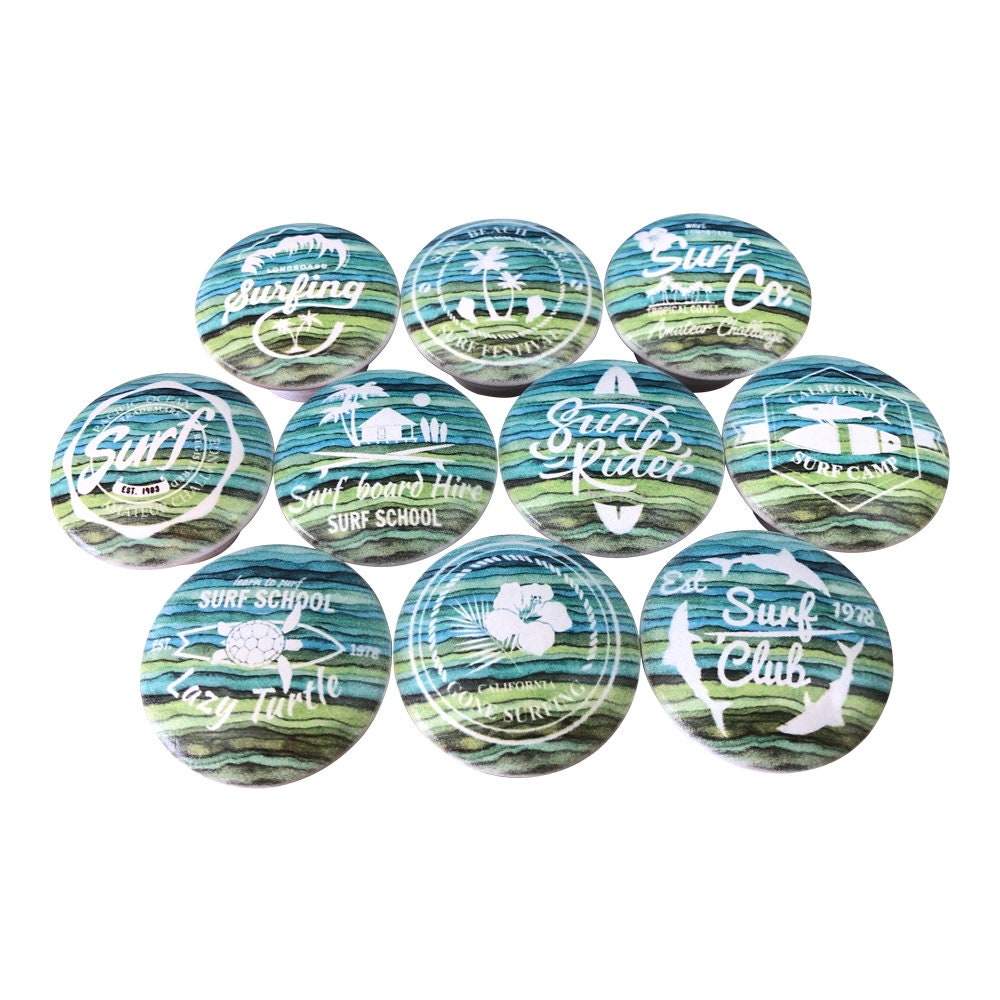 Set of 10 Surf Club Wood Cabinet Knobs