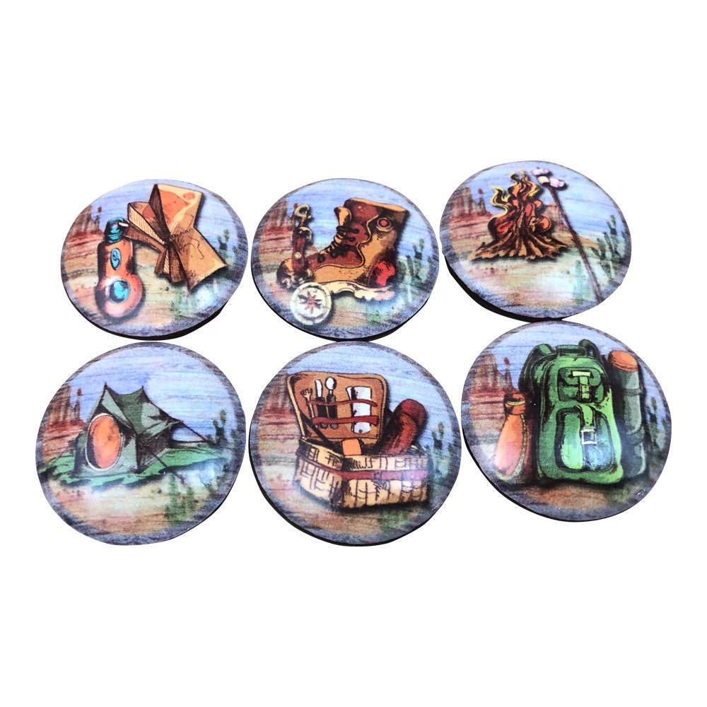 Set of 6 Outdoor Adventures Print Cabinet Knobs