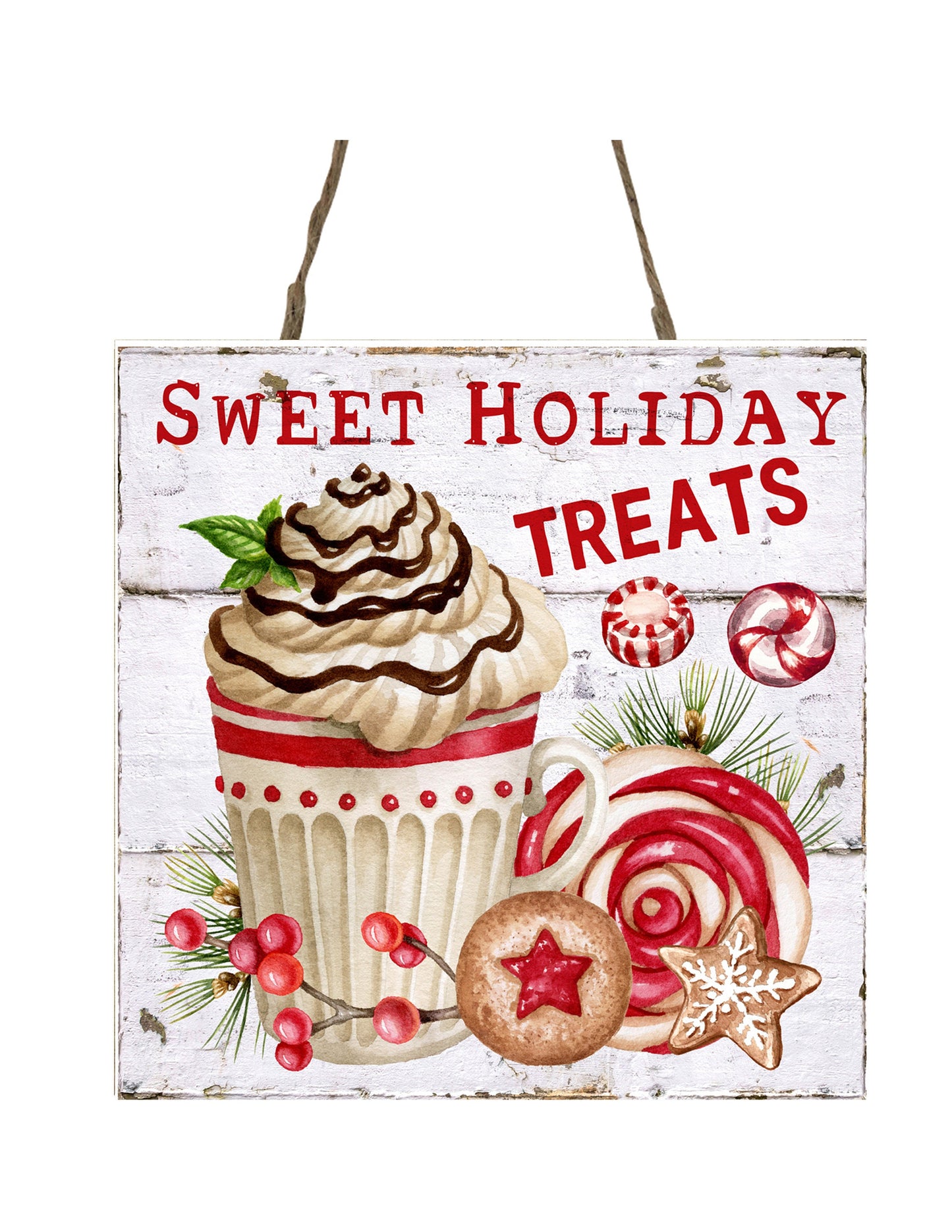 Sweet Holiday Treats Printed Wood Christmas Ornament Mini Sign