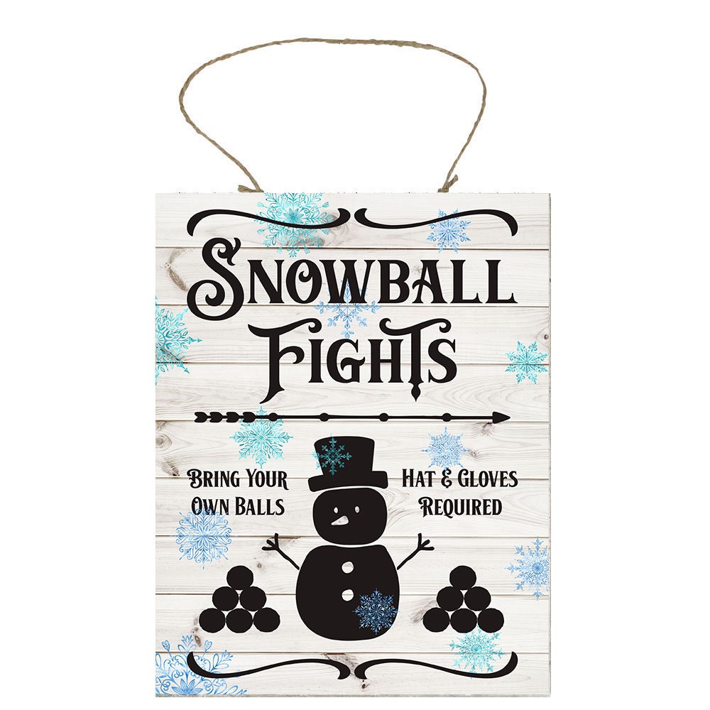 Snowball Fights Christmas Printed Handmade Wood Sign