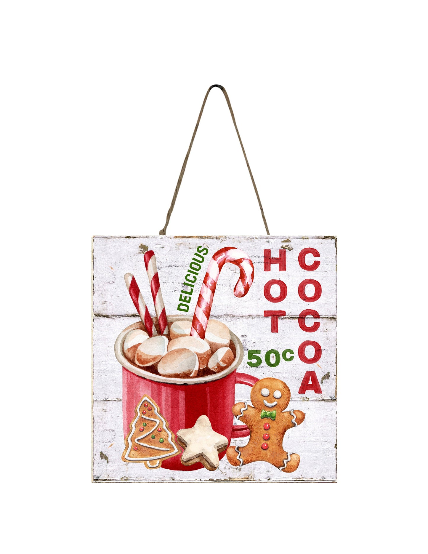 Delicious Hot Chocolate Printed Wood Christmas Ornament Mini Sign