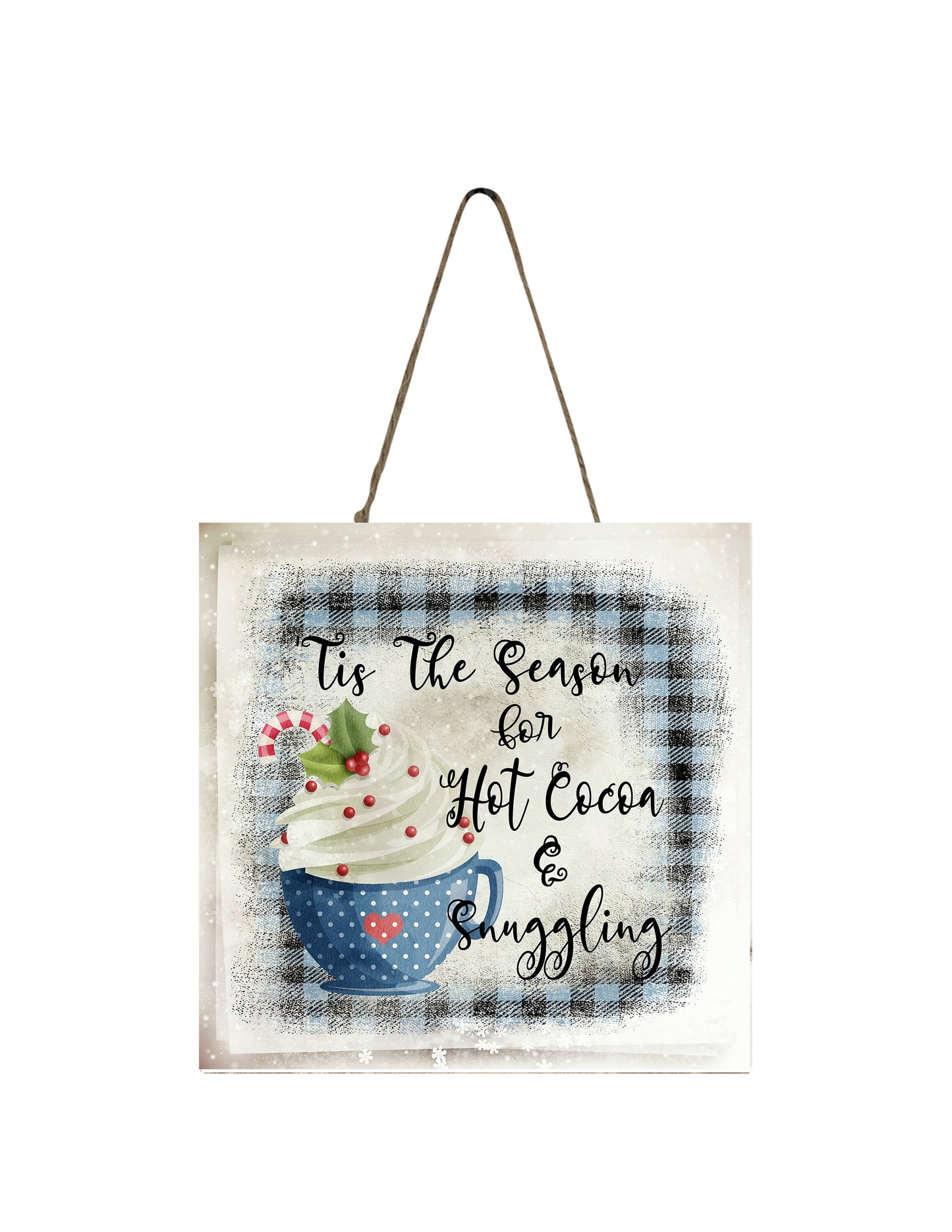 Season for Hot Cocoa Printed Wood Christmas Ornament Mini Sign
