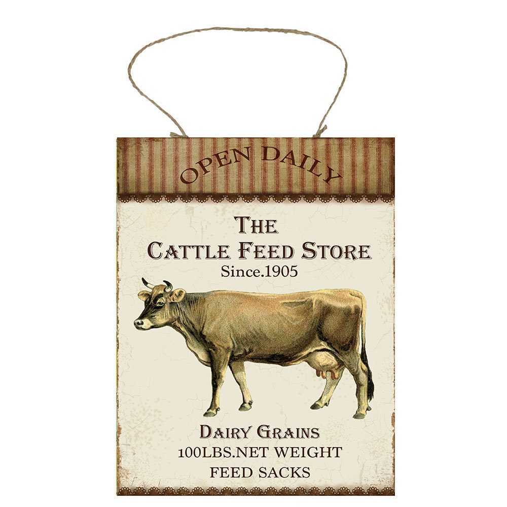 Cattle Feed Store Printed Handmade Wood Sign