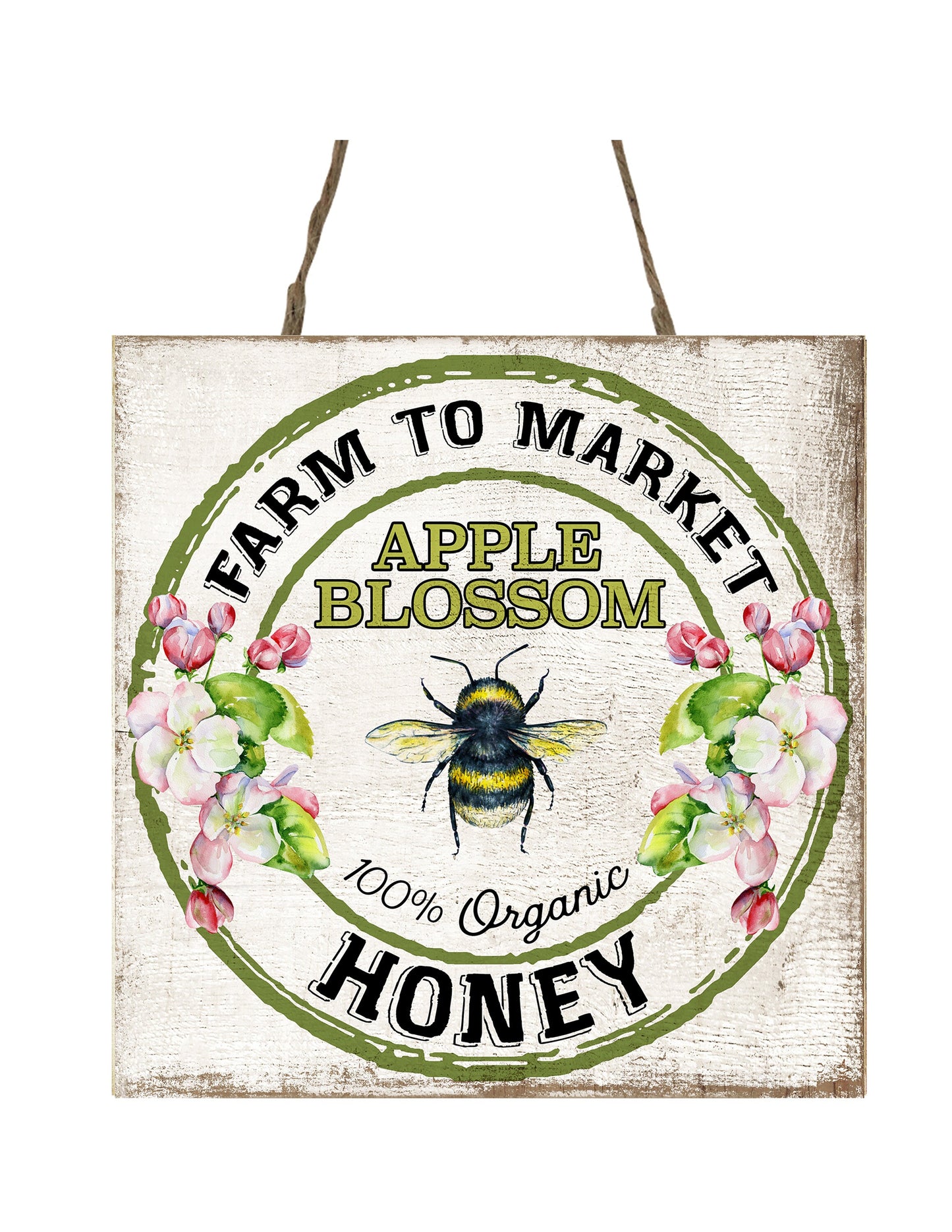 Apple Blossom Honey Farmhouse Printed Handmade Wood Mini Sign
