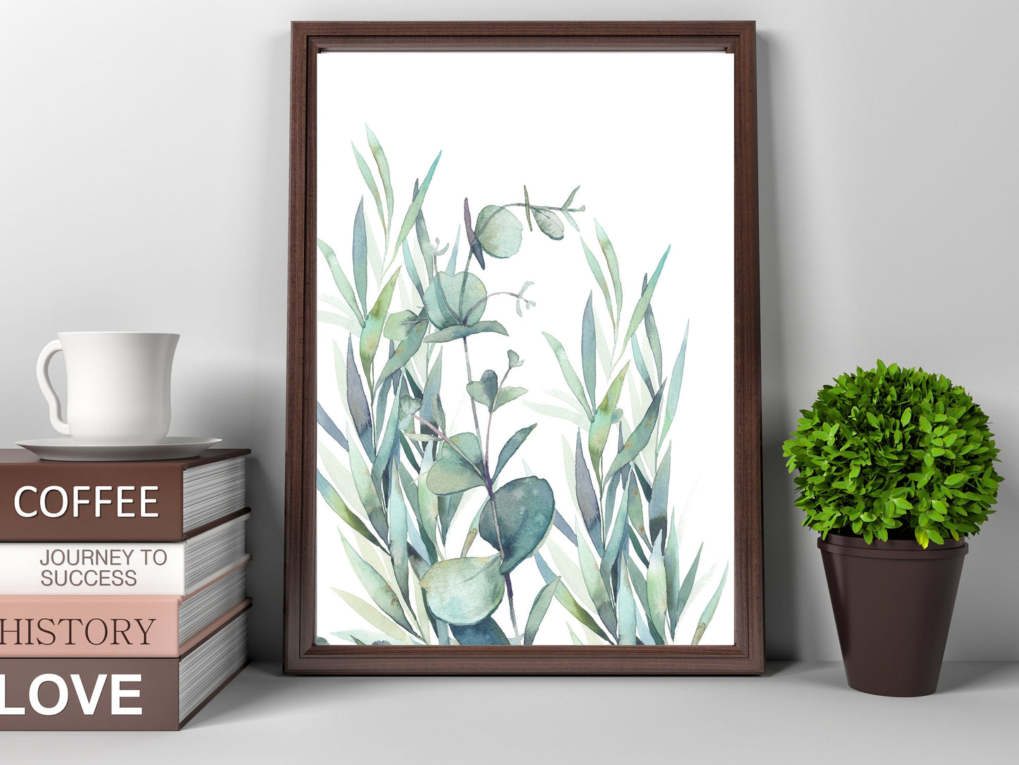 Impresión de lienzo de arte de pared de eucalipto de acuarela de 11x14