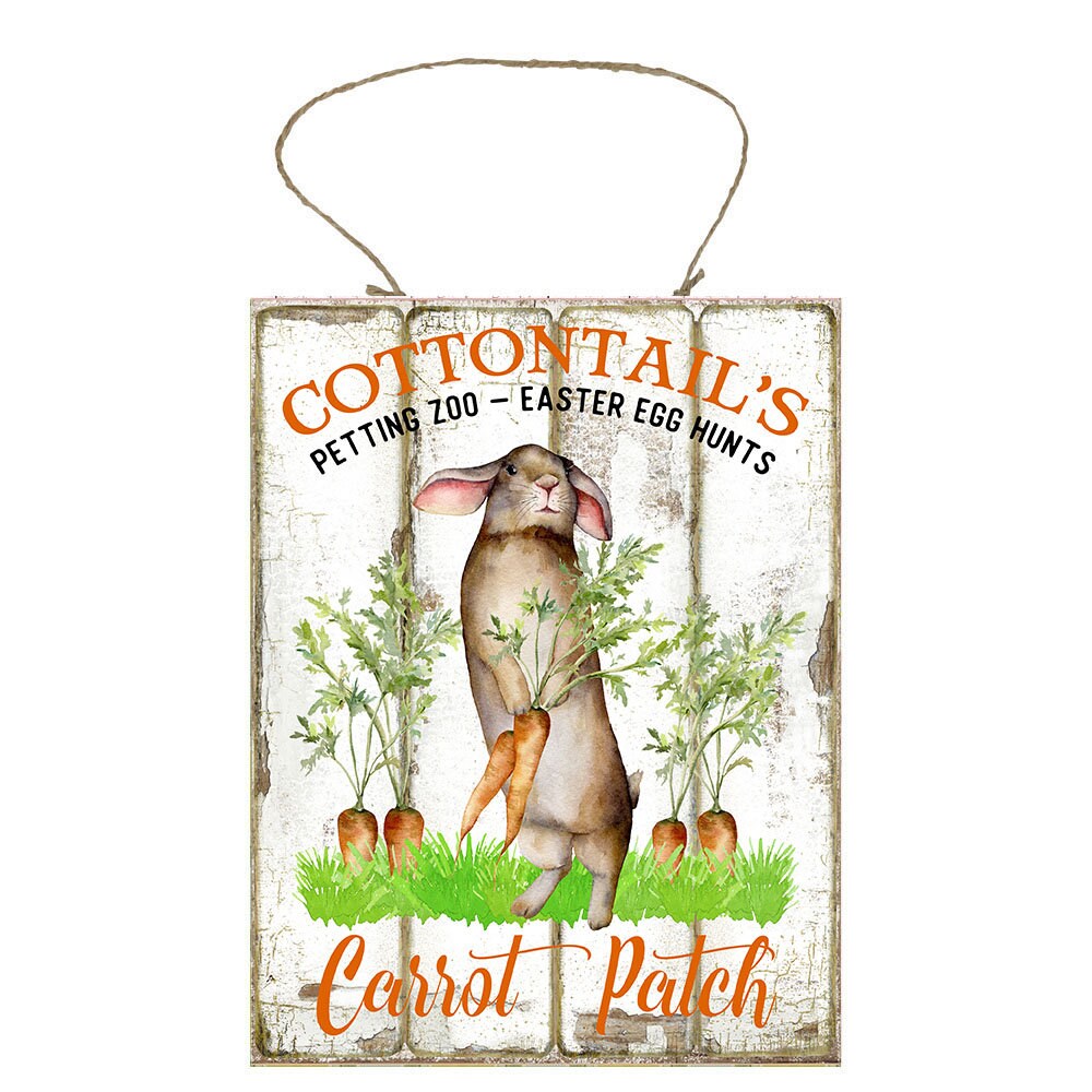 Parche de zanahoria Pascua impreso hecho a mano signo de madera