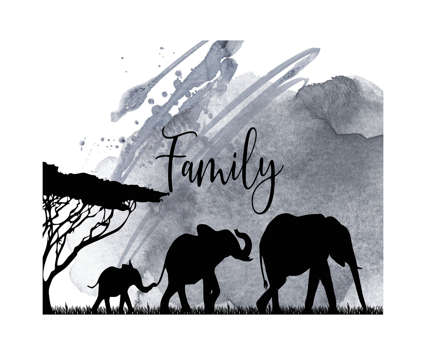 Lienzo decorativo para pared con familia de elefantes de 20 x 16